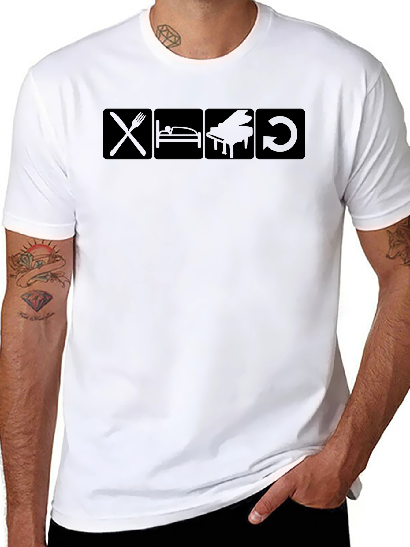 Eat Sleep Piano Repeat T-Shirt - Black