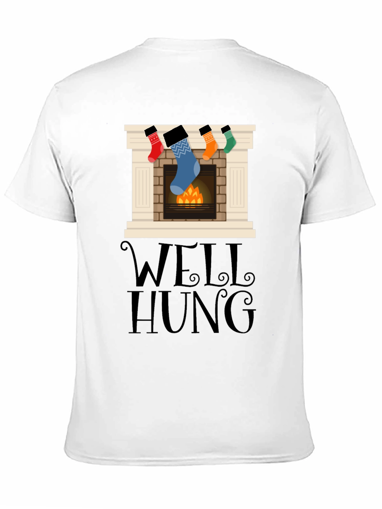 Well Hung Christmas Fireplace T-Shirt