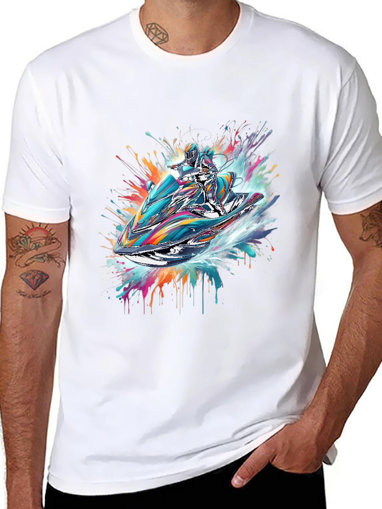 Jet Ski Rider Black T-Shirt - Vibrant Design