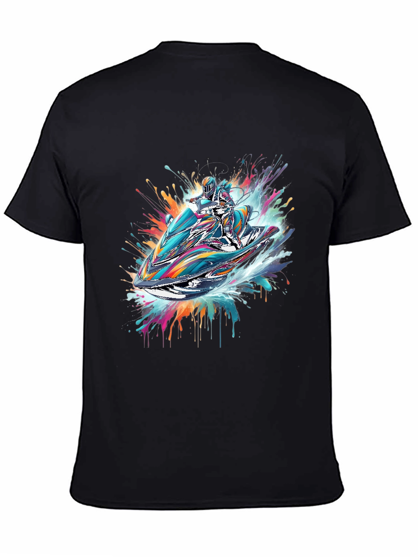 Jet Ski Rider Black T-Shirt - Vibrant Design