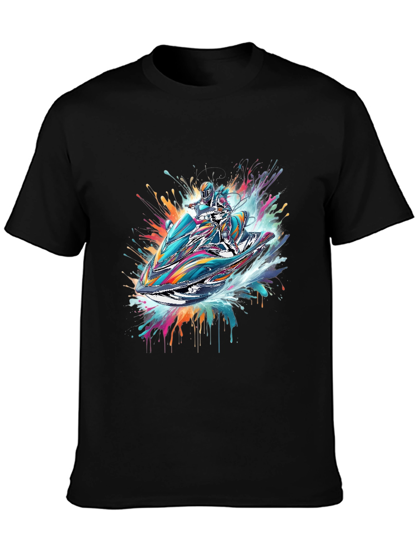 Jet Ski Rider Black T-Shirt - Vibrant Design