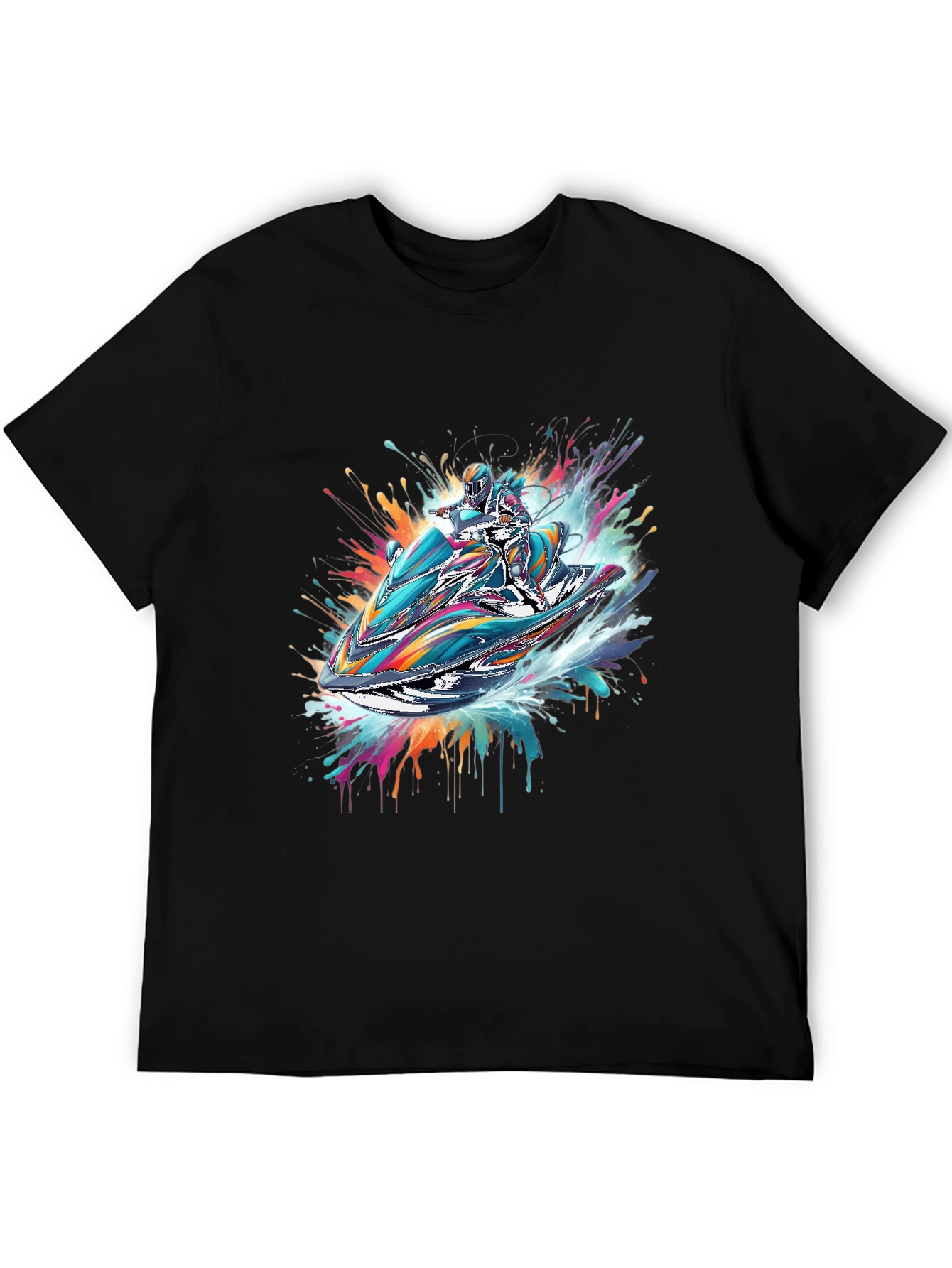 Jet Ski Rider Black T-Shirt - Vibrant Design