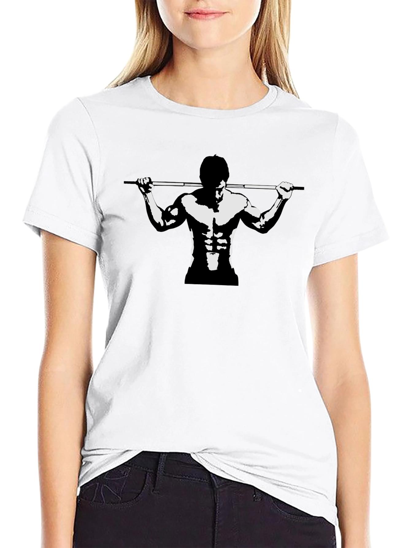 Black Graphic Tee - Gym Bodybuilder Design