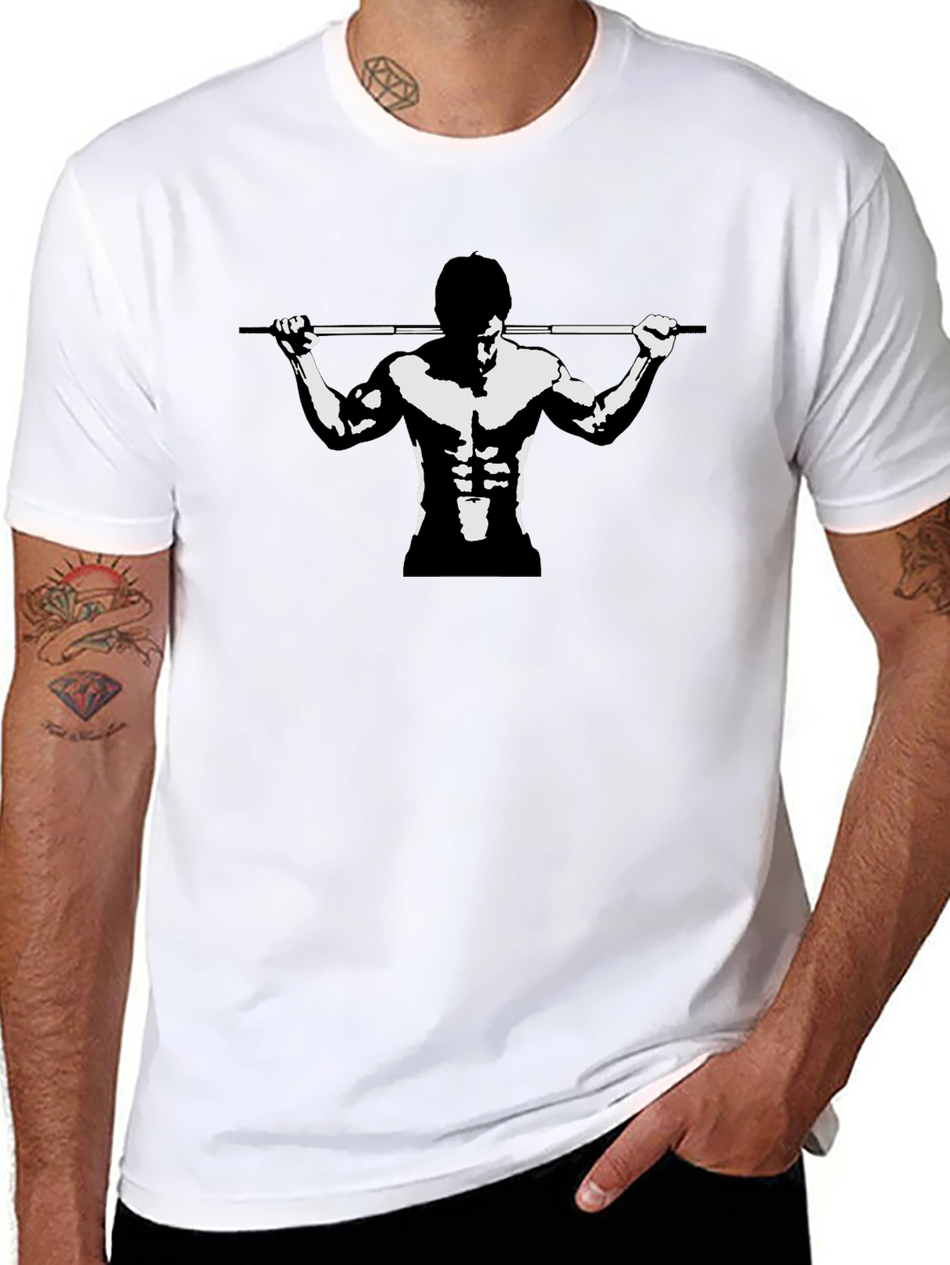 Black Graphic Tee - Gym Bodybuilder Design