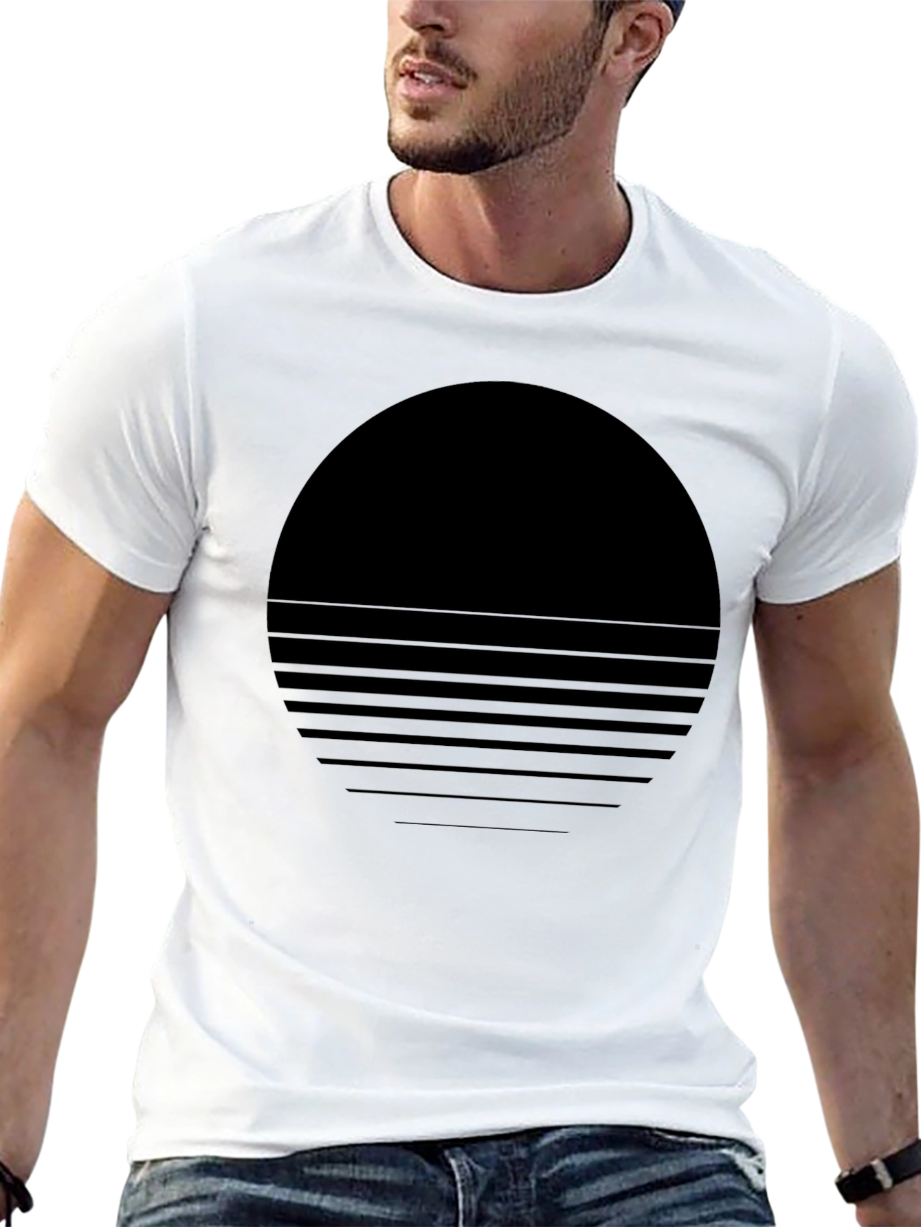 Retro Sunset Graphic Tee - Black