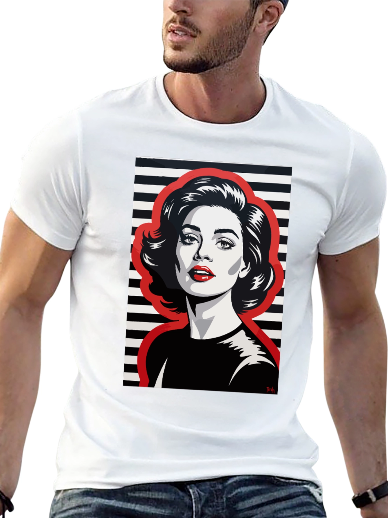 Retro Woman Graphic Tee - Black
