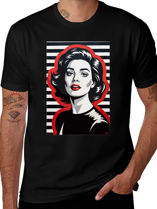 Retro Woman Graphic Tee - Black