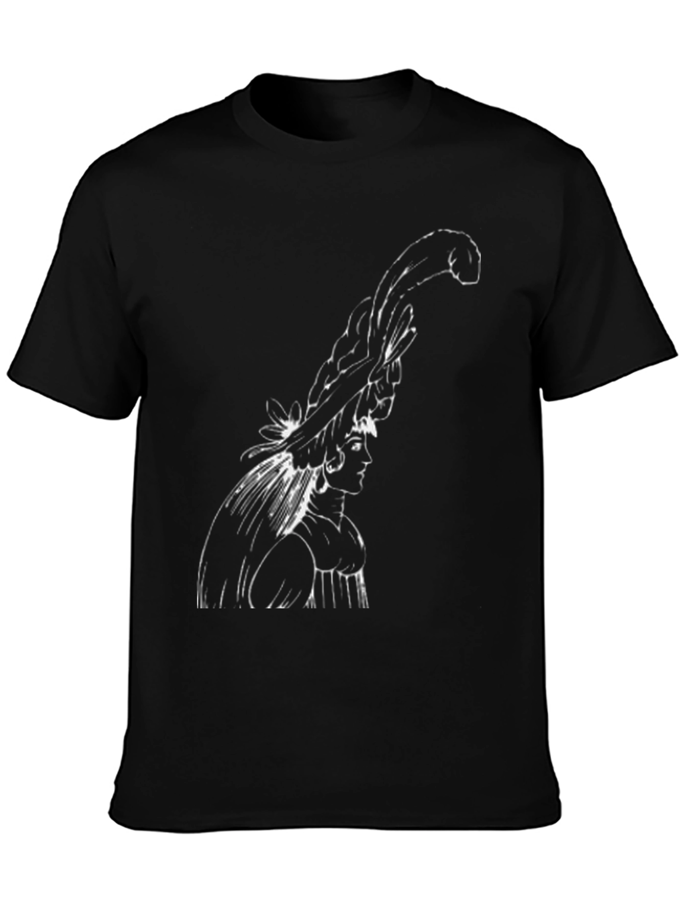 Black T-Shirt with Artistic Woman Graphic