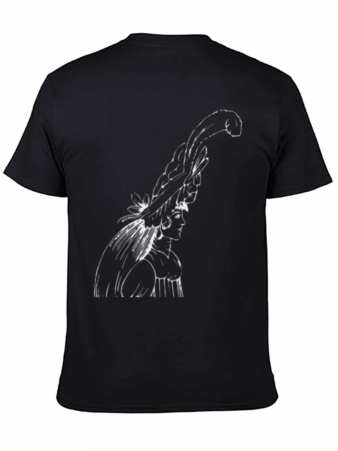 Black T-Shirt with Artistic Woman Graphic