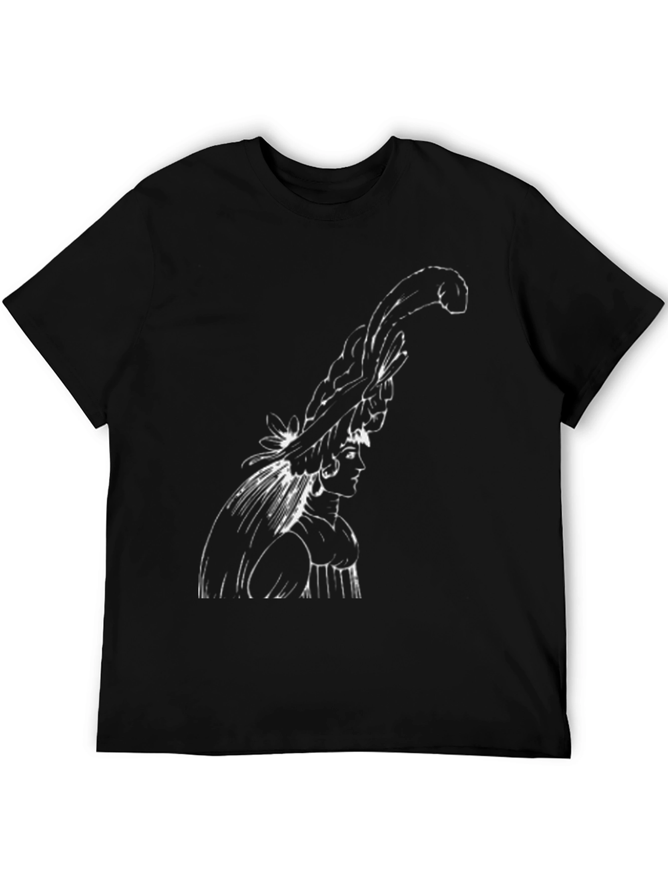 Black T-Shirt with Artistic Woman Graphic