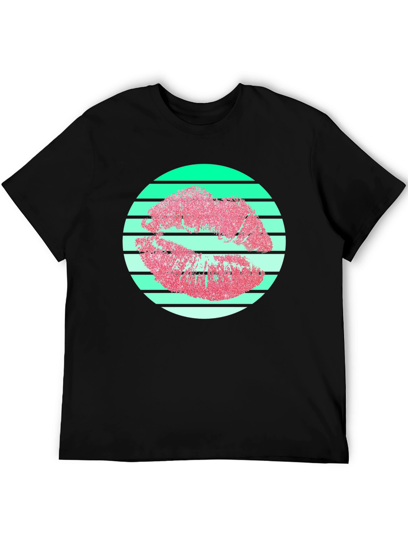 Retro Lips Graphic Tee - Black Cotton Blend