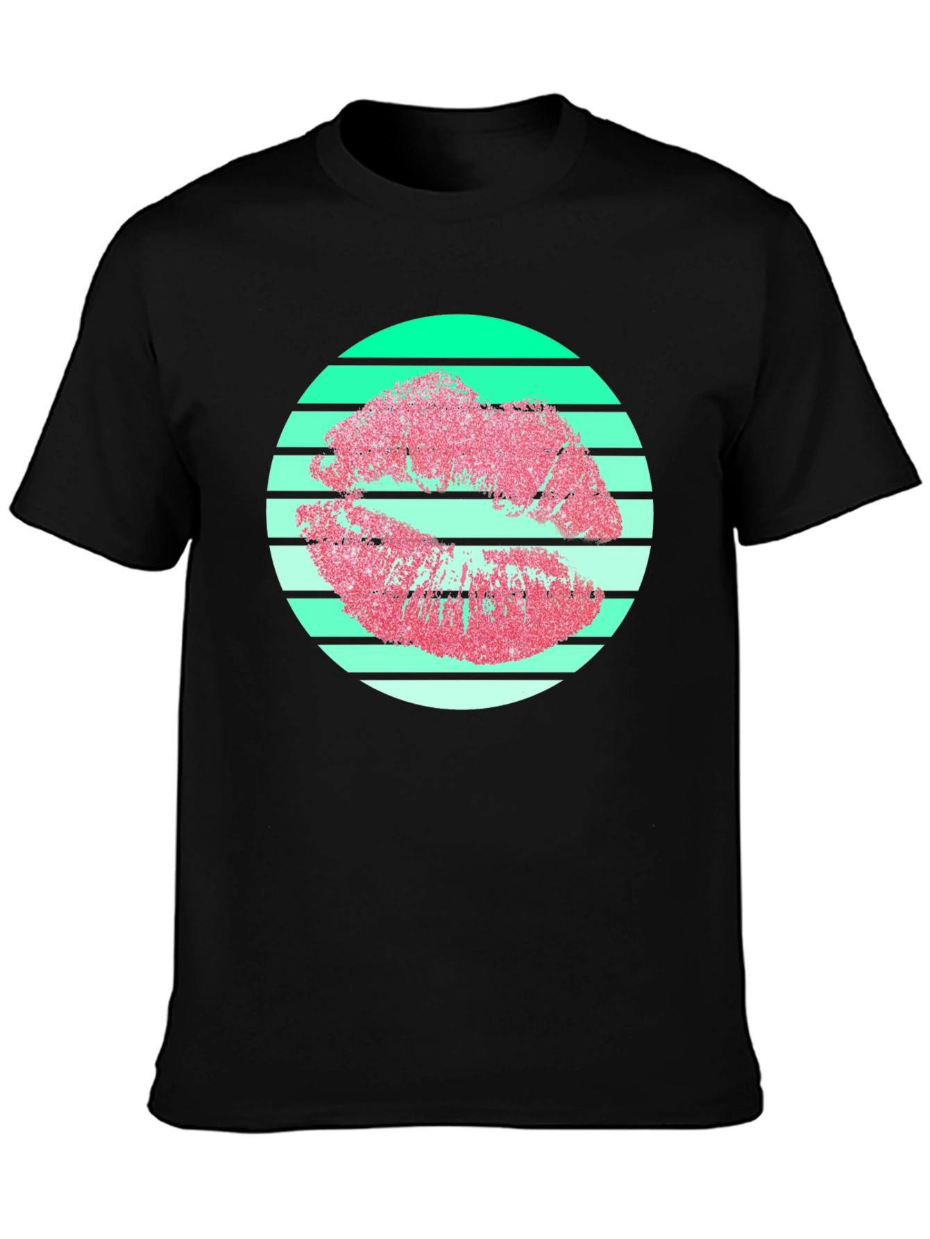 Retro Lips Graphic Tee - Black Cotton Blend
