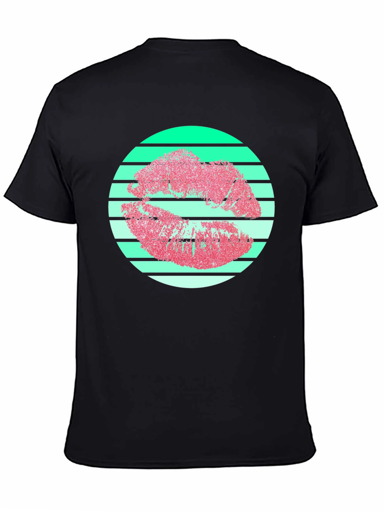 Retro Lips Graphic Tee - Black Cotton Blend