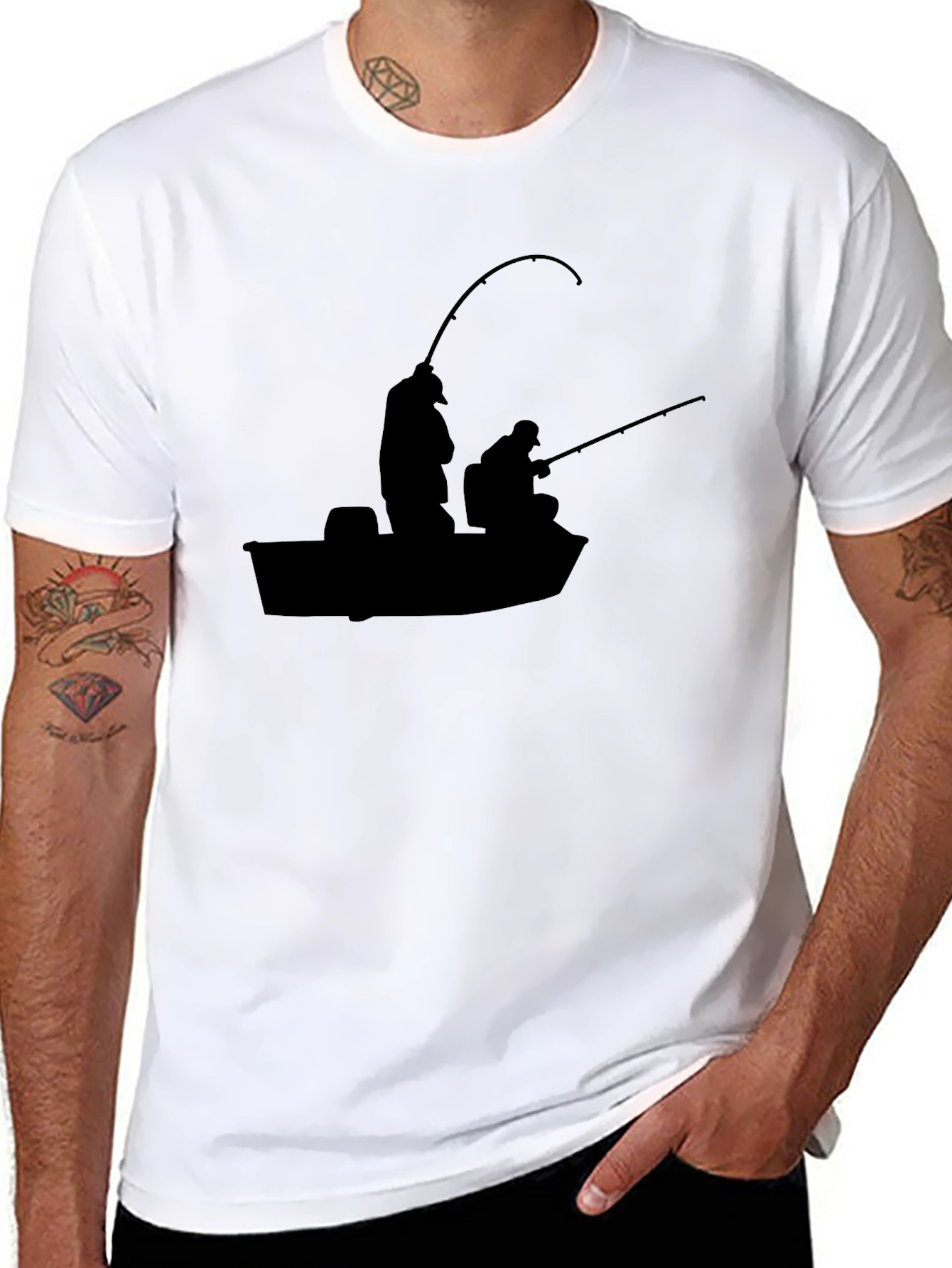 Fishermens Silhouette Black T-Shirt