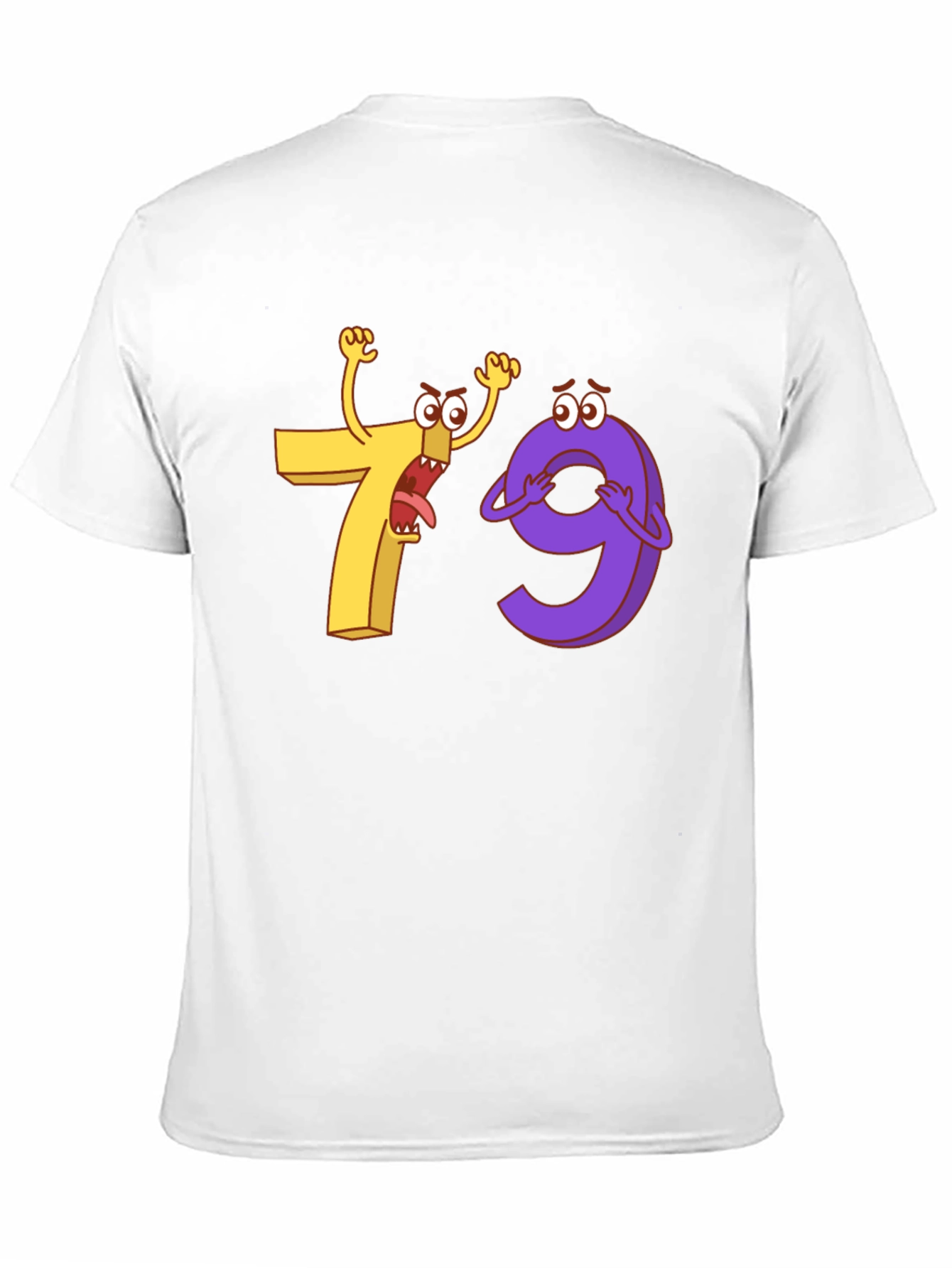 Funny Cartoon Number 7 and 9 Black T-Shirt