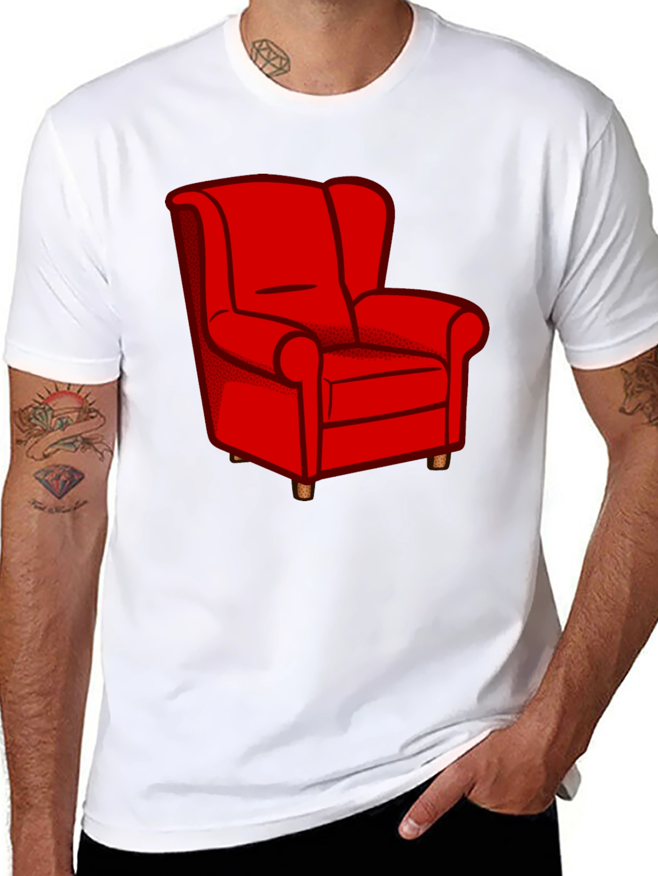 Red Armchair Graphic Tee - Comfortable Style