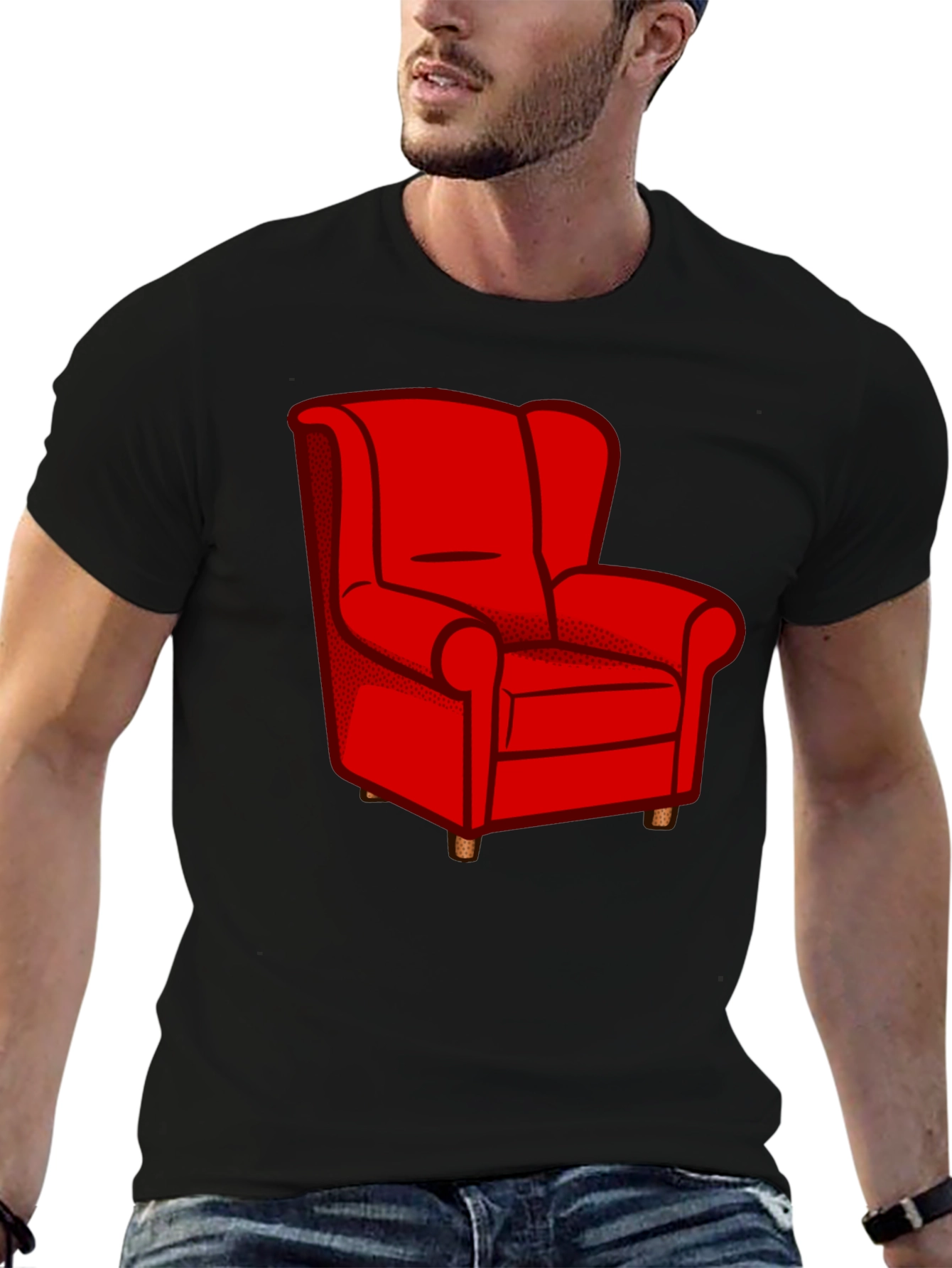 Red Armchair Graphic Tee - Comfortable Style