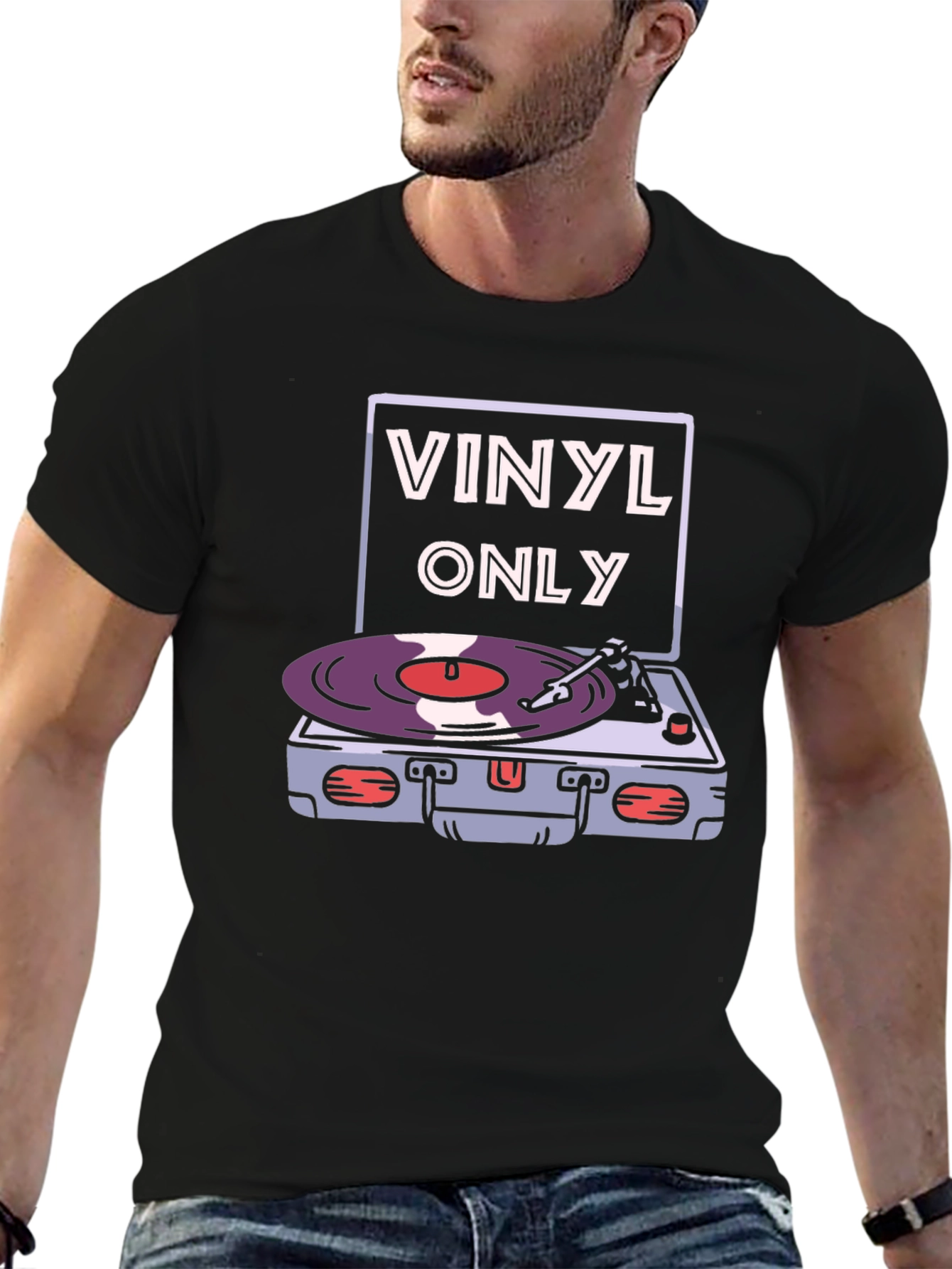 Vinyl Only Graphic Tee - Retro Music Lover T-Shirt