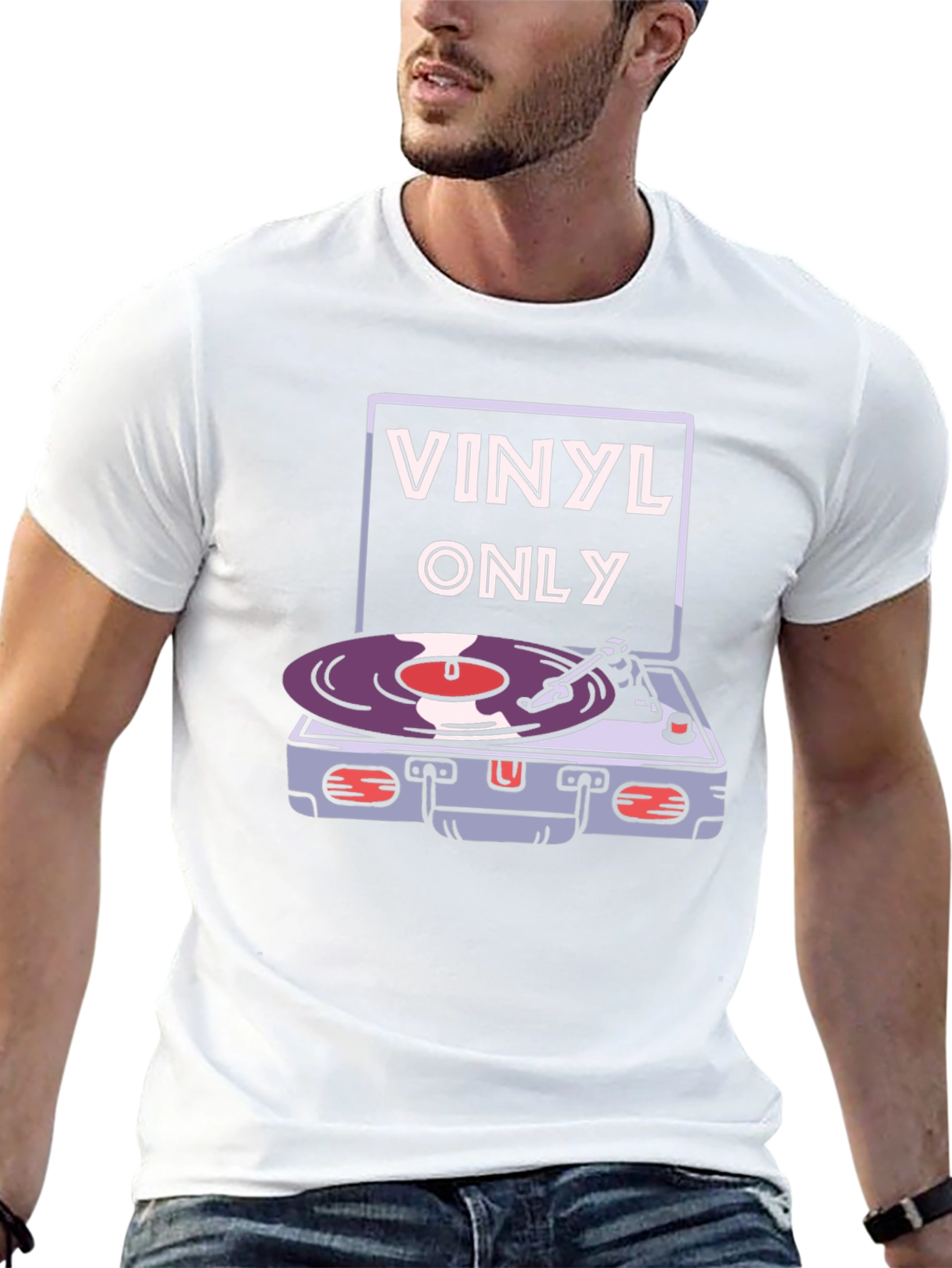 Vinyl Only Graphic Tee - Retro Music Lover T-Shirt