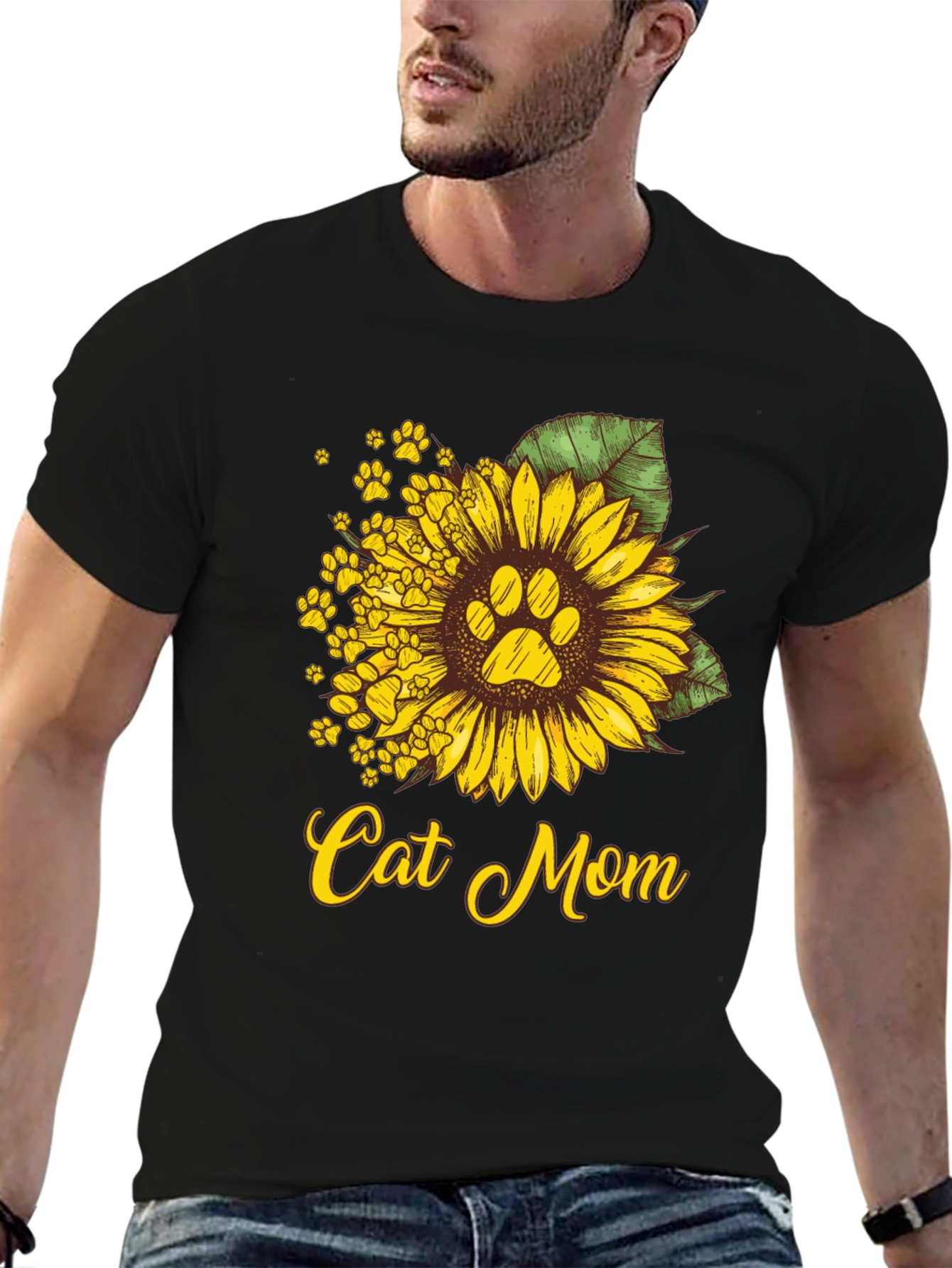 Cat Mom Sunflower Graphic Tee