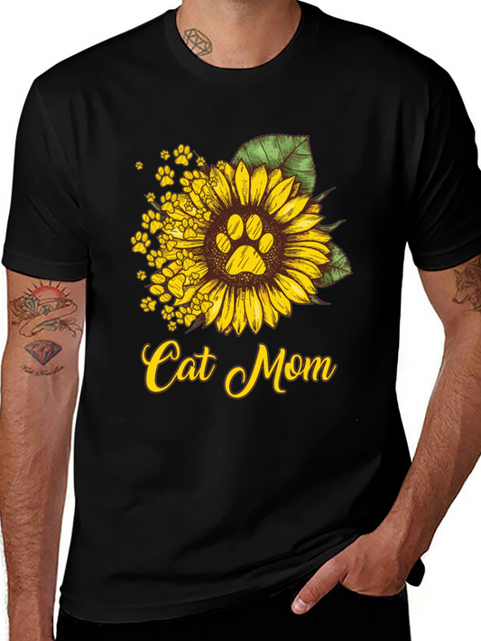 Cat Mom Sunflower Graphic Tee