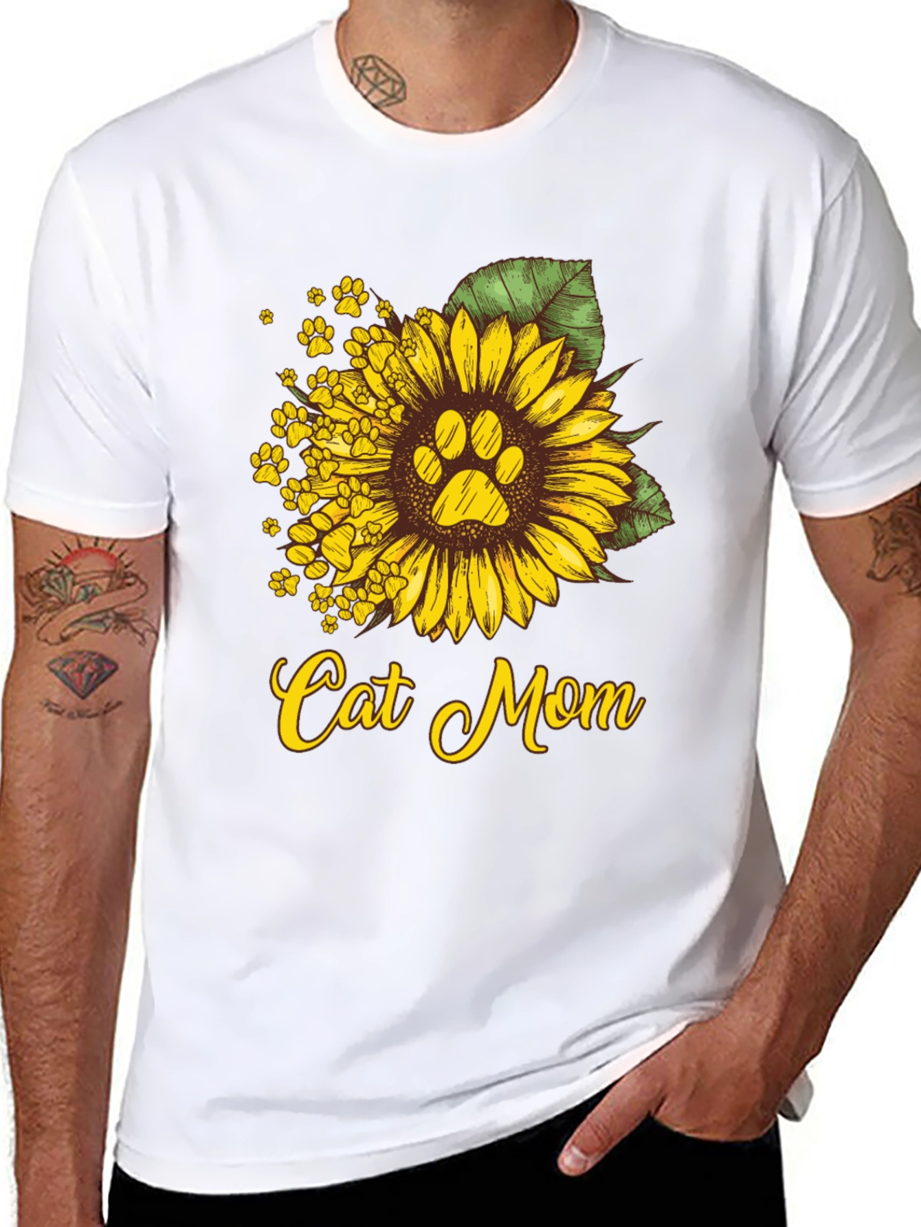 Cat Mom Sunflower Graphic Tee
