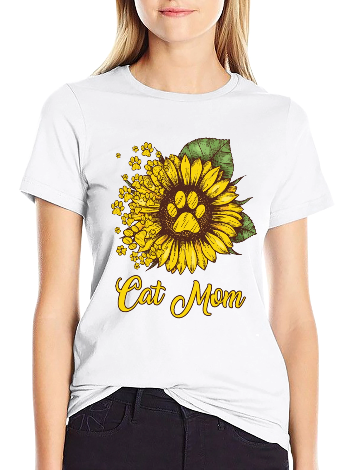 Cat Mom Sunflower Graphic Tee
