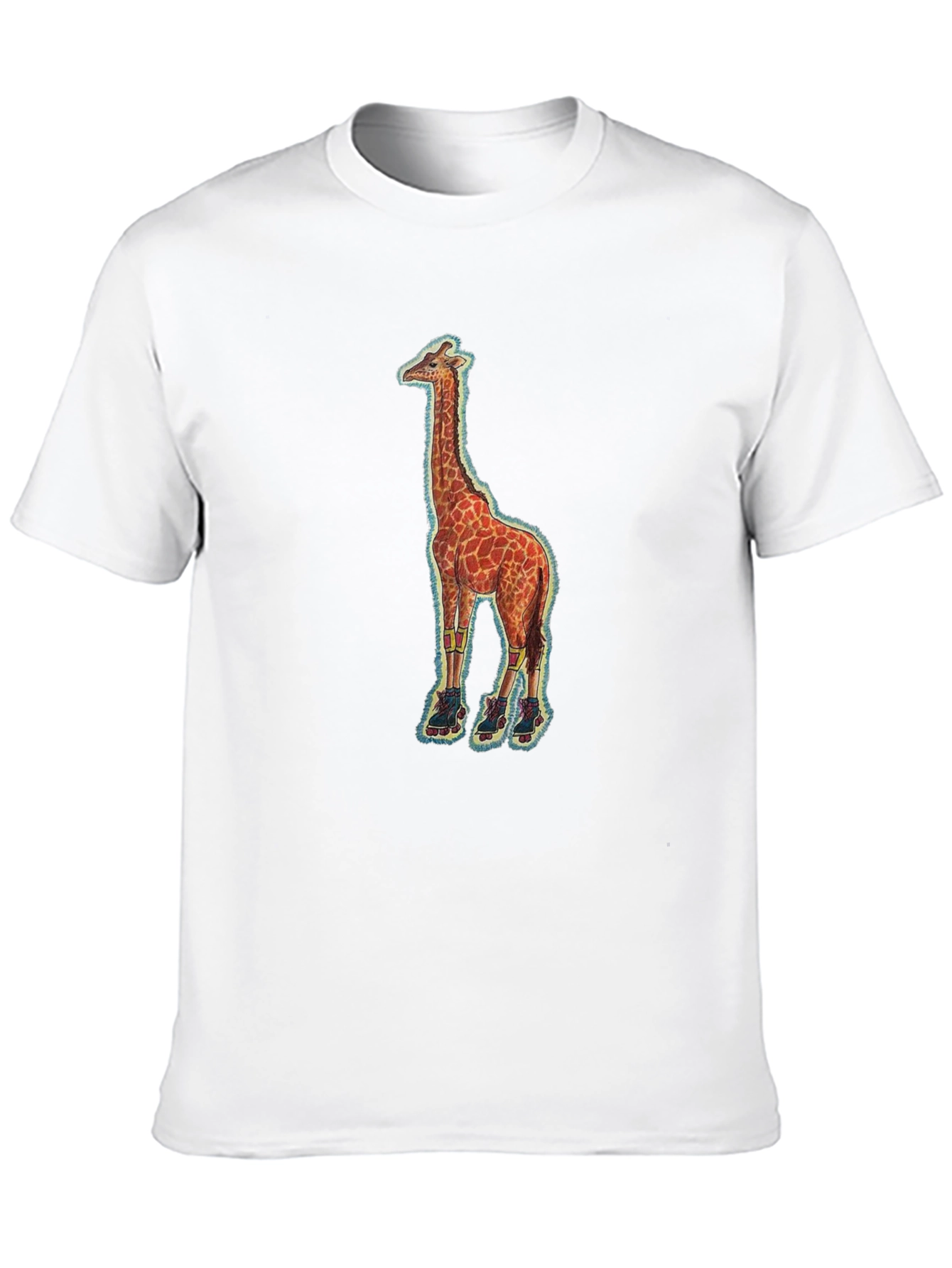 Giraffe on Skates Black T-Shirt