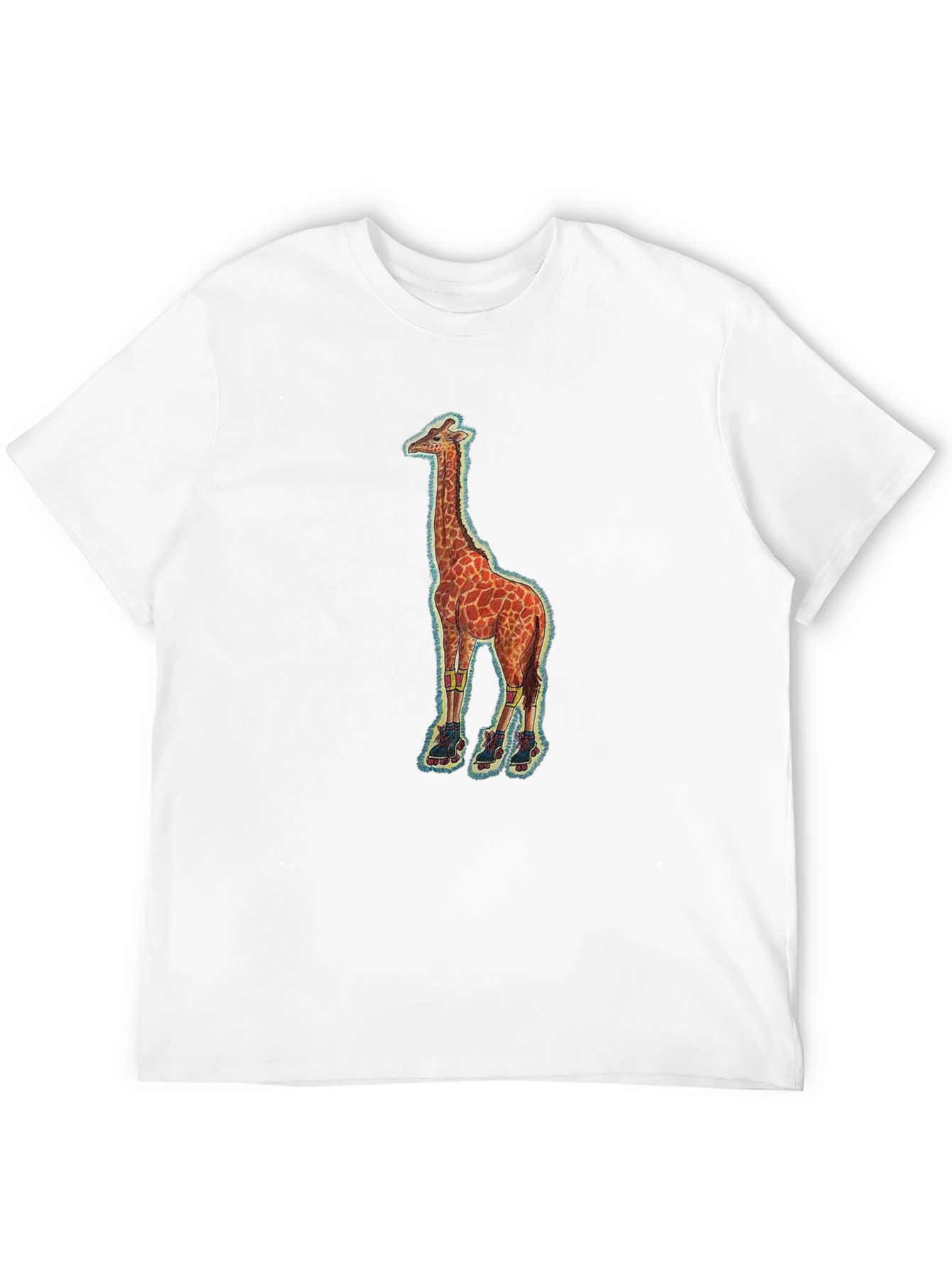 Giraffe on Skates Black T-Shirt