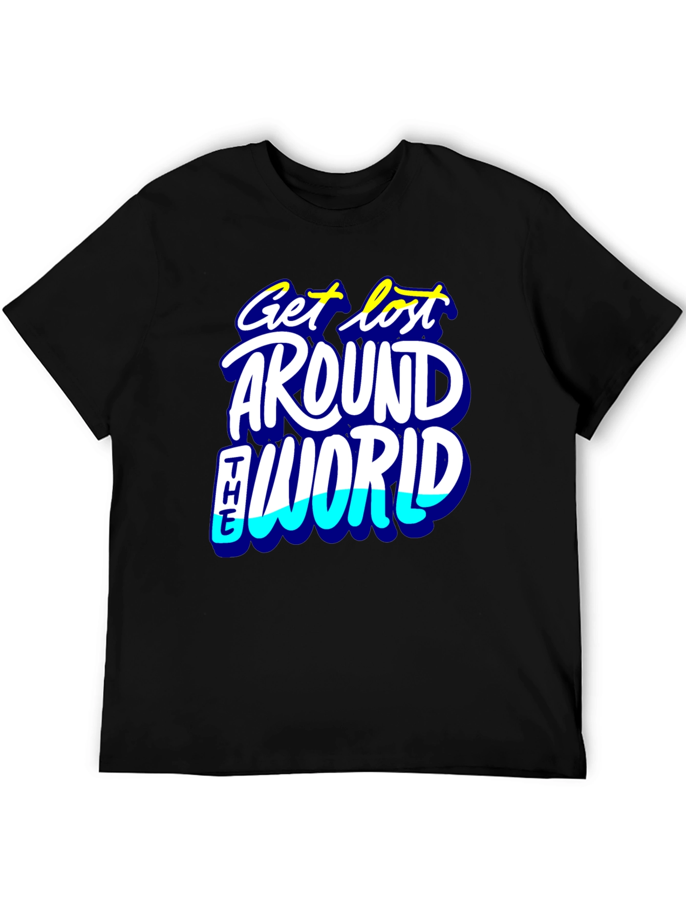 Get Lost Around the World Black Graphic Tee