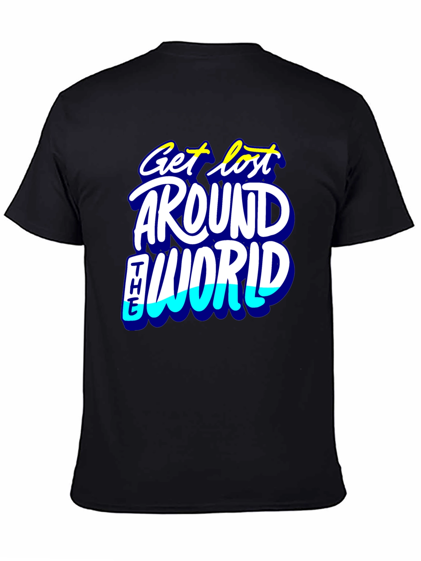 Get Lost Around the World Black Graphic Tee