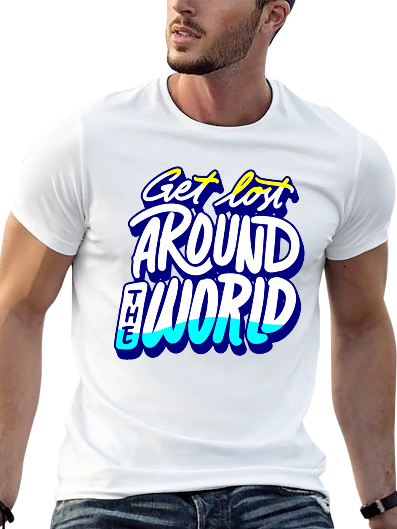 Get Lost Around the World Black Graphic Tee