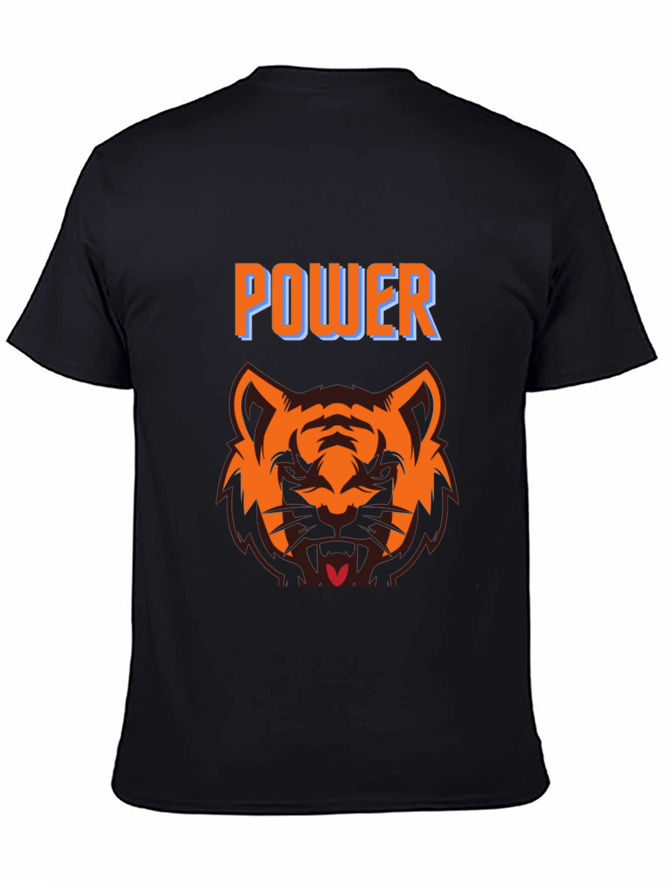 Power Tiger Graphic Tee - Black Crew Neck T-Shirt