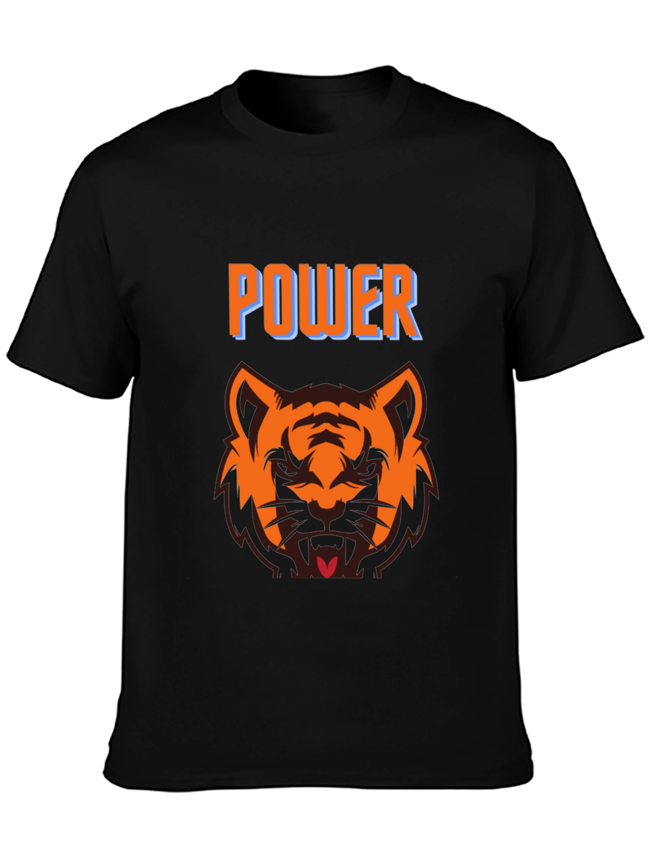 Power Tiger Graphic Tee - Black Crew Neck T-Shirt