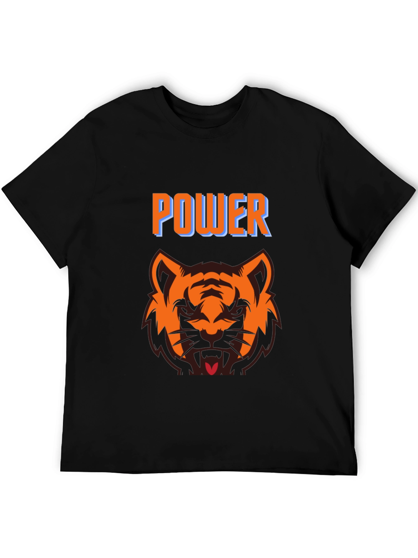 Power Tiger Graphic Tee - Black Crew Neck T-Shirt