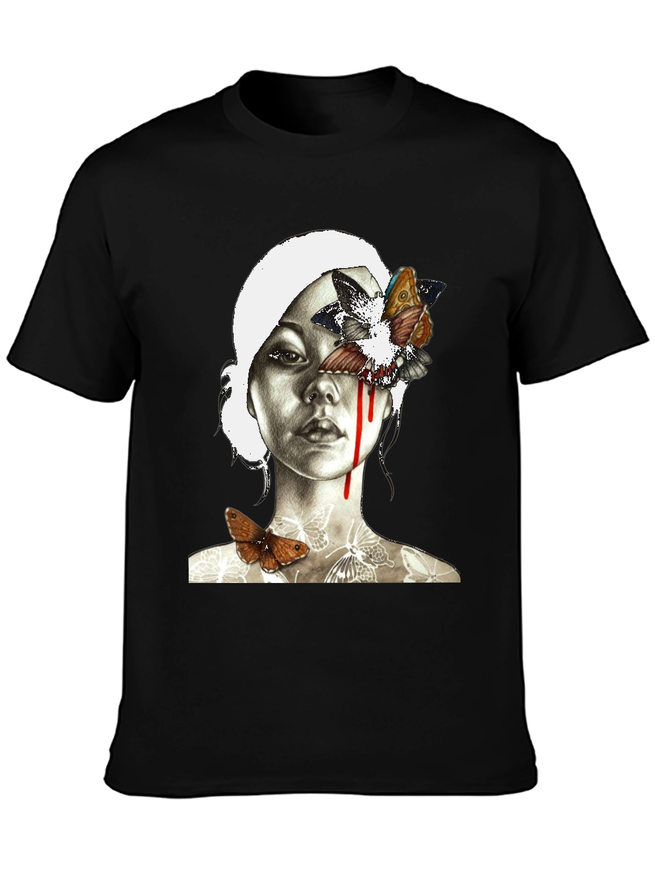 Butterfly Portrait Graphic Tee - Black