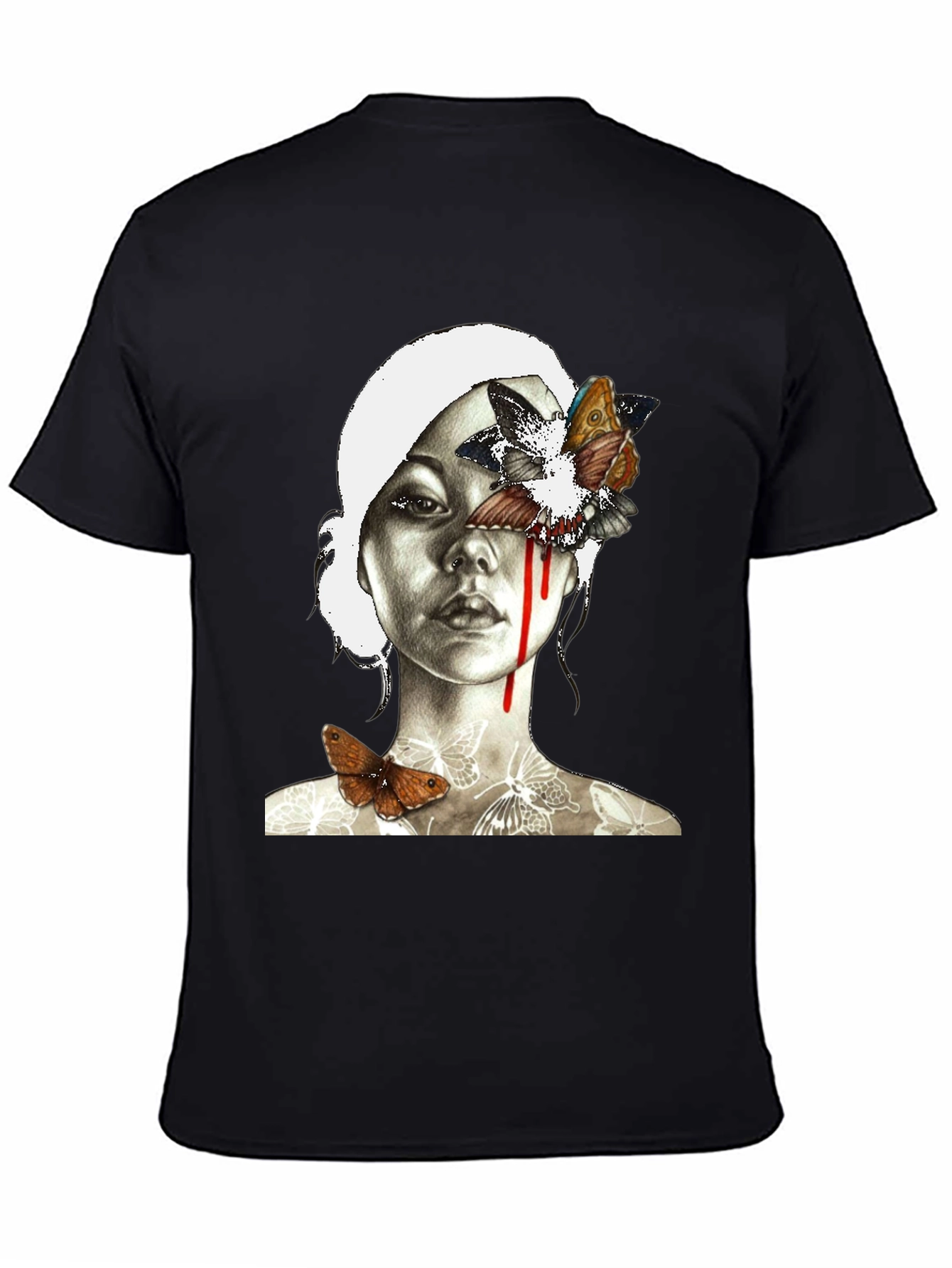Butterfly Portrait Graphic Tee - Black