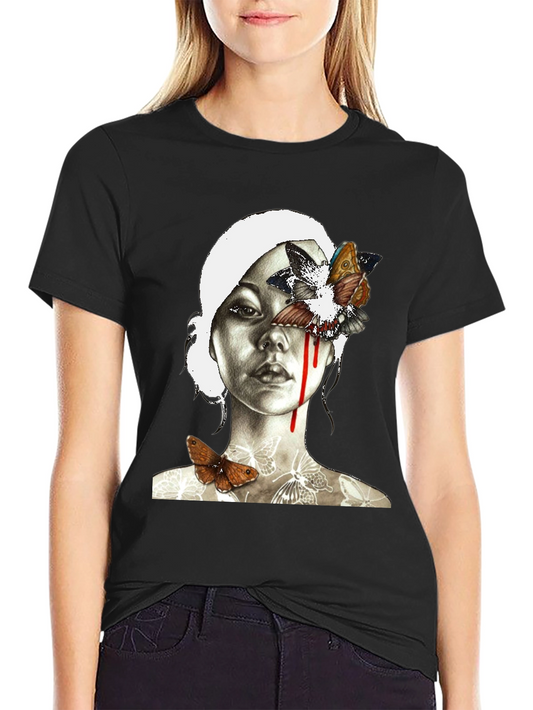 Butterfly Portrait Graphic Tee - Black