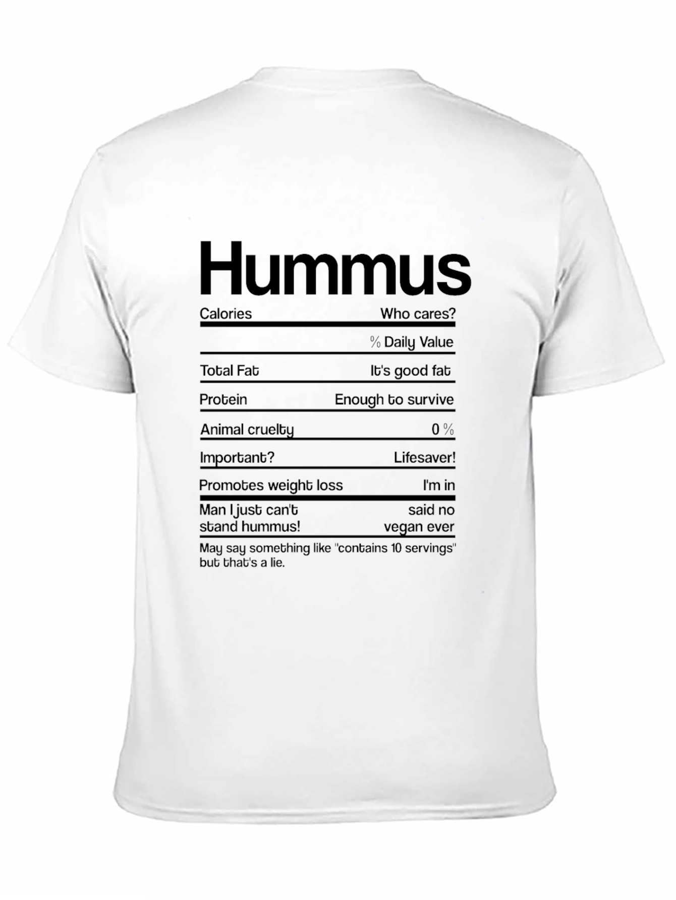 Hummus Nutrition Facts Novelty Graphic T-Shirt
