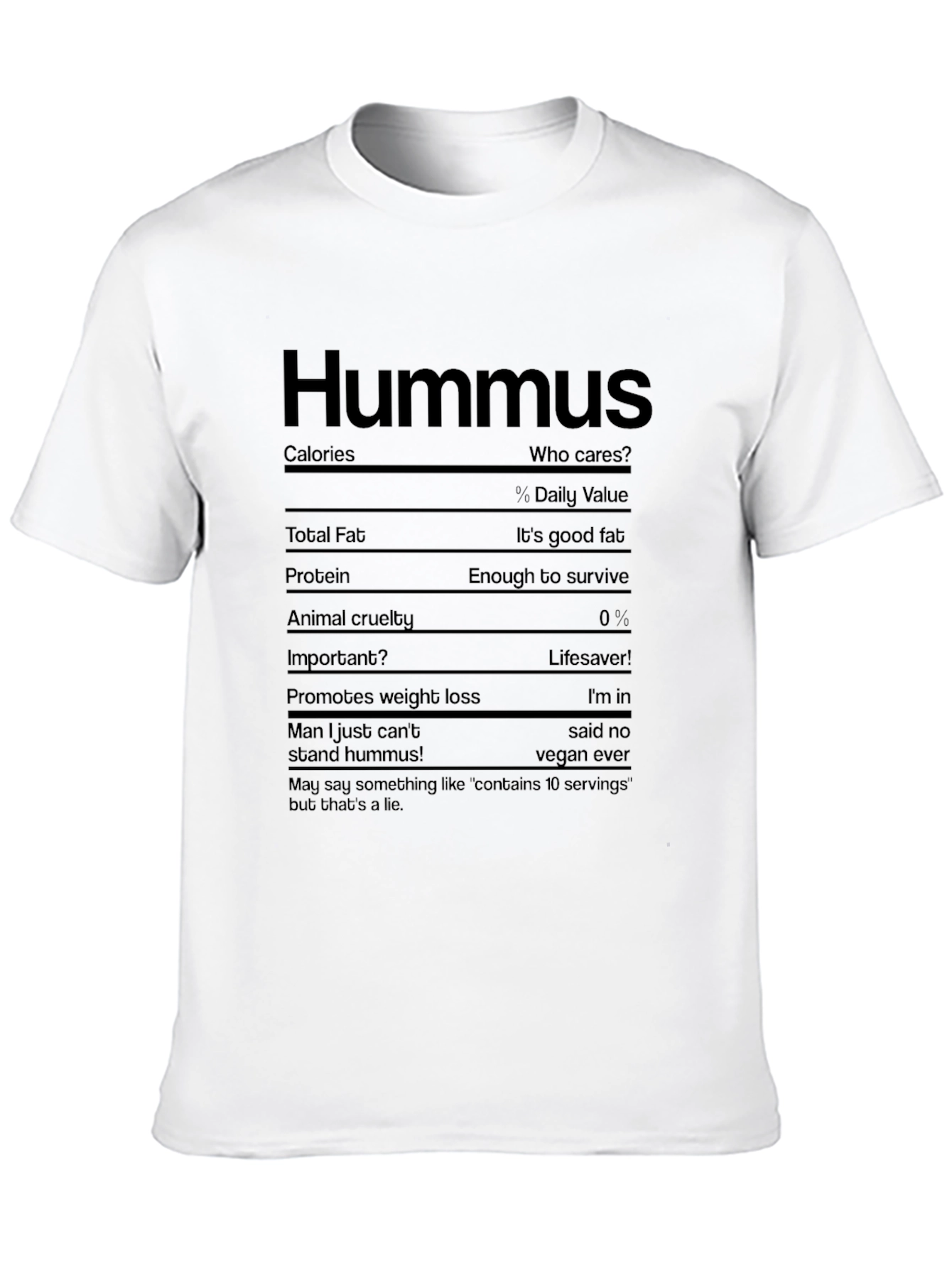 Hummus Nutrition Facts Novelty Graphic T-Shirt