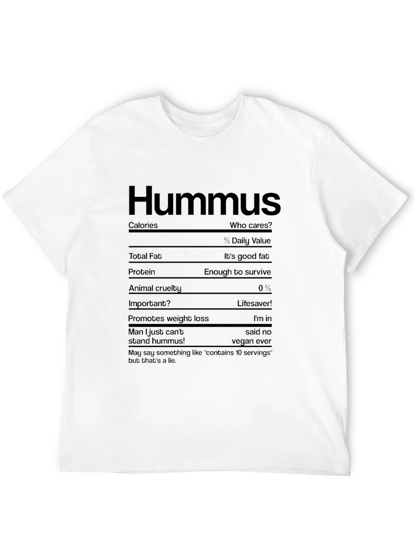 Hummus Nutrition Facts Novelty Graphic T-Shirt