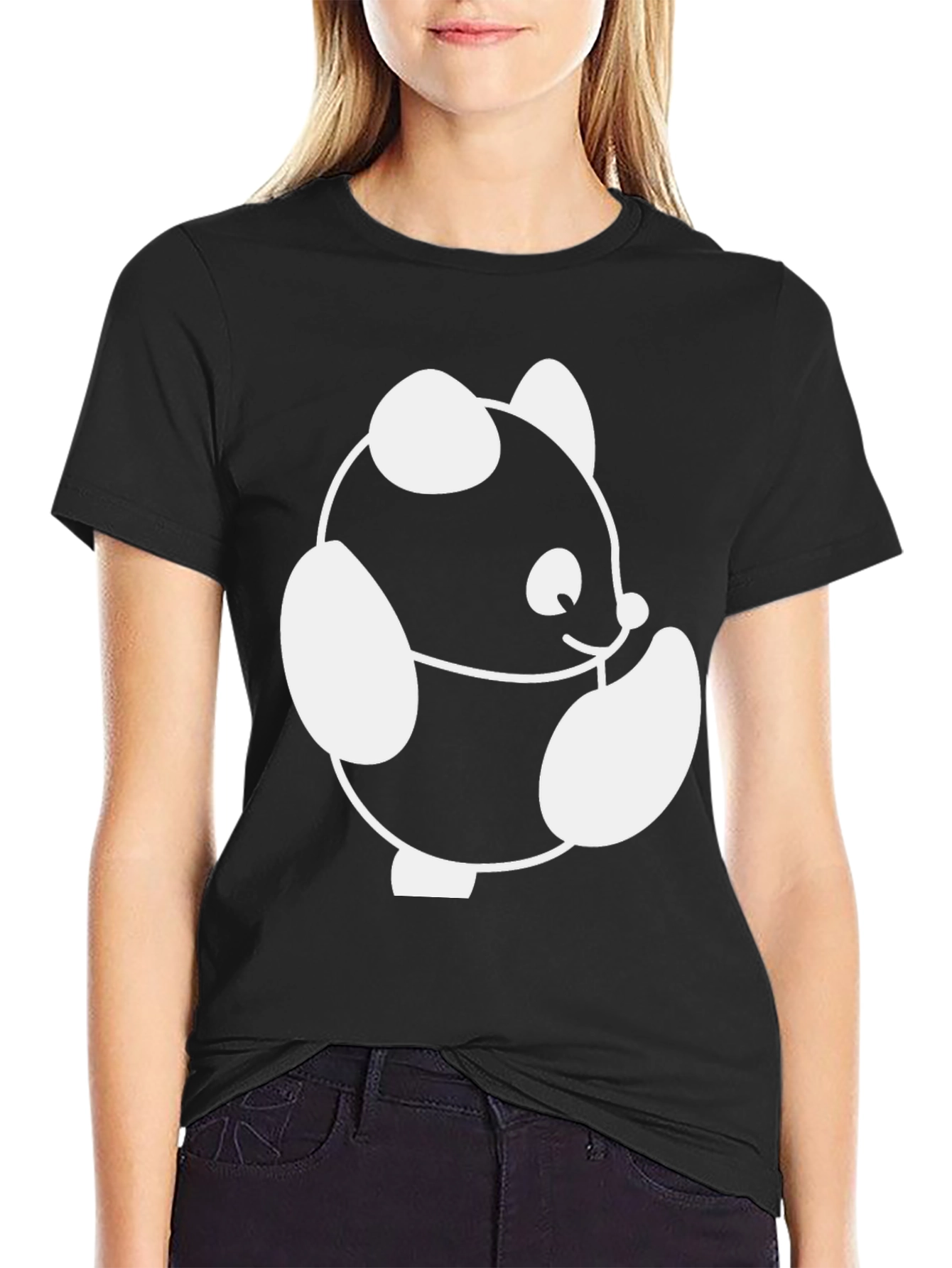 Black T-Shirt with Cute Panda Graphic