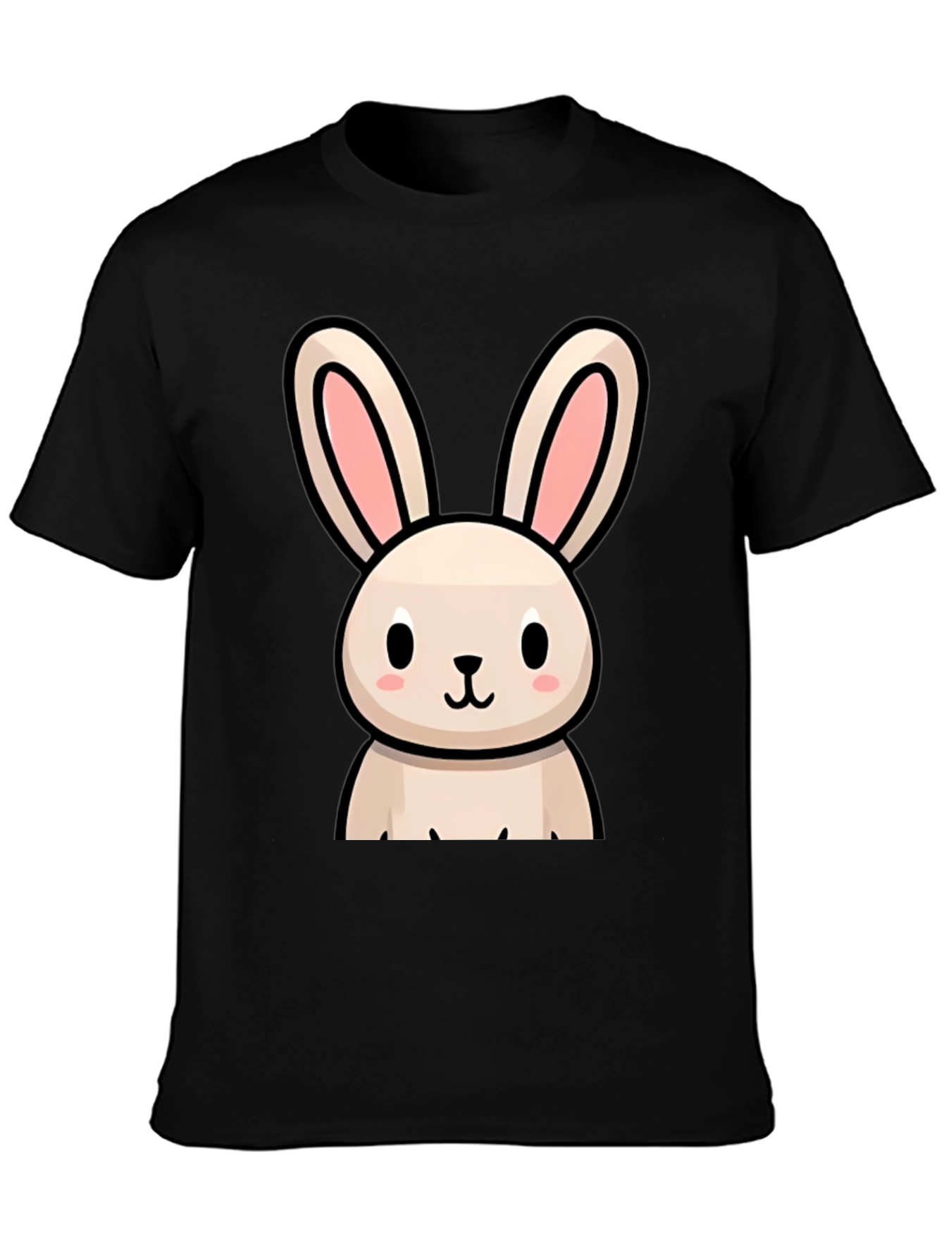 Cute Bunny Graphic Black T-Shirt