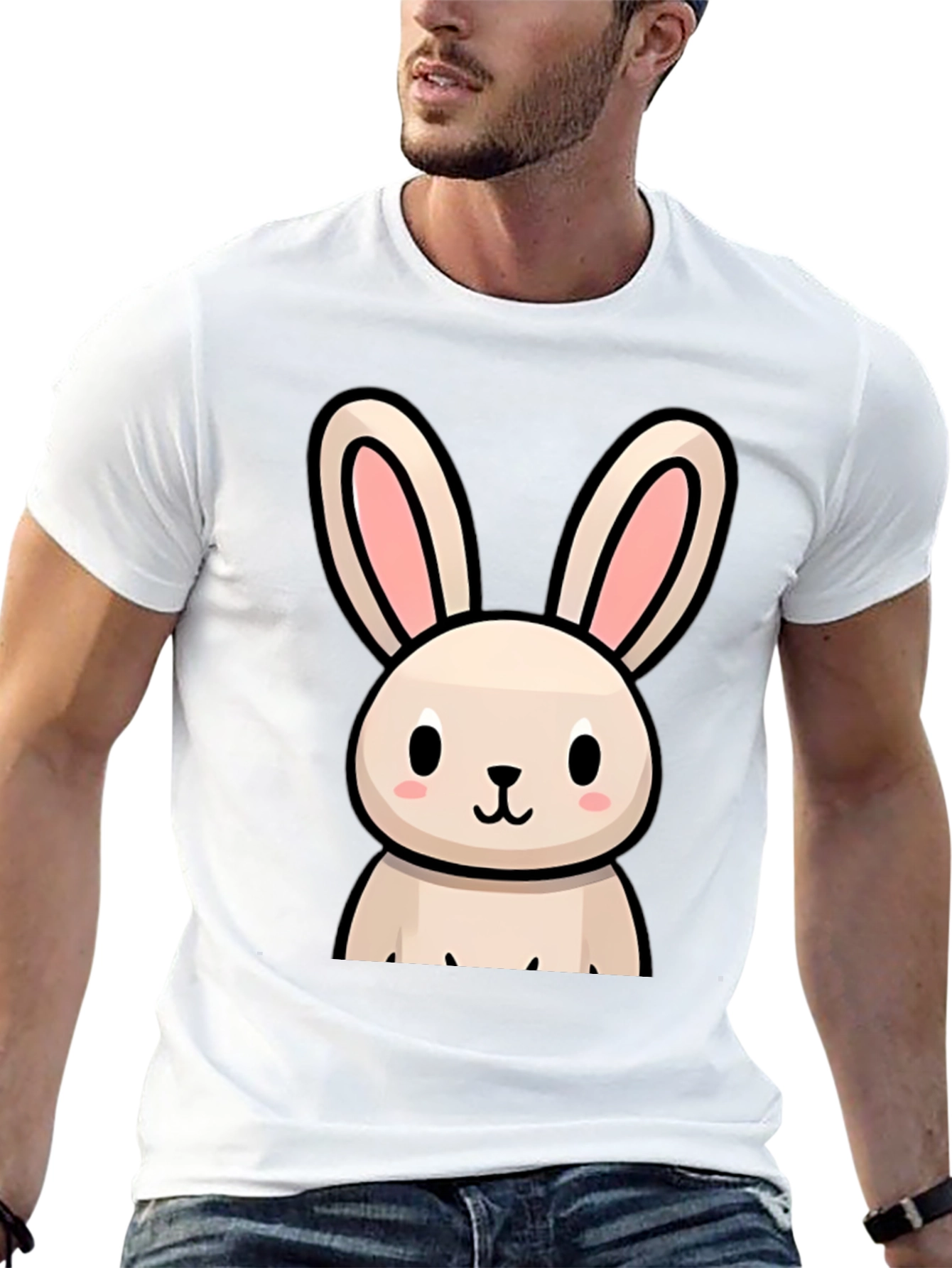 Cute Bunny Graphic Black T-Shirt