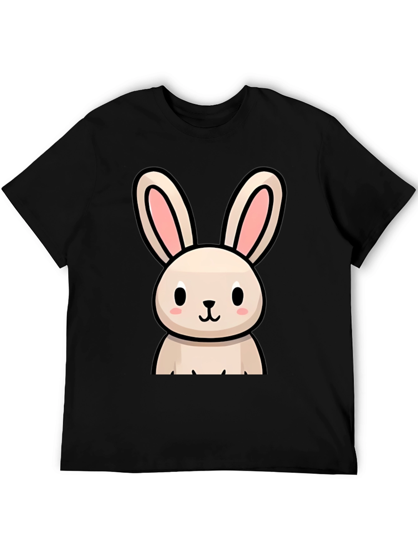 Cute Bunny Graphic Black T-Shirt
