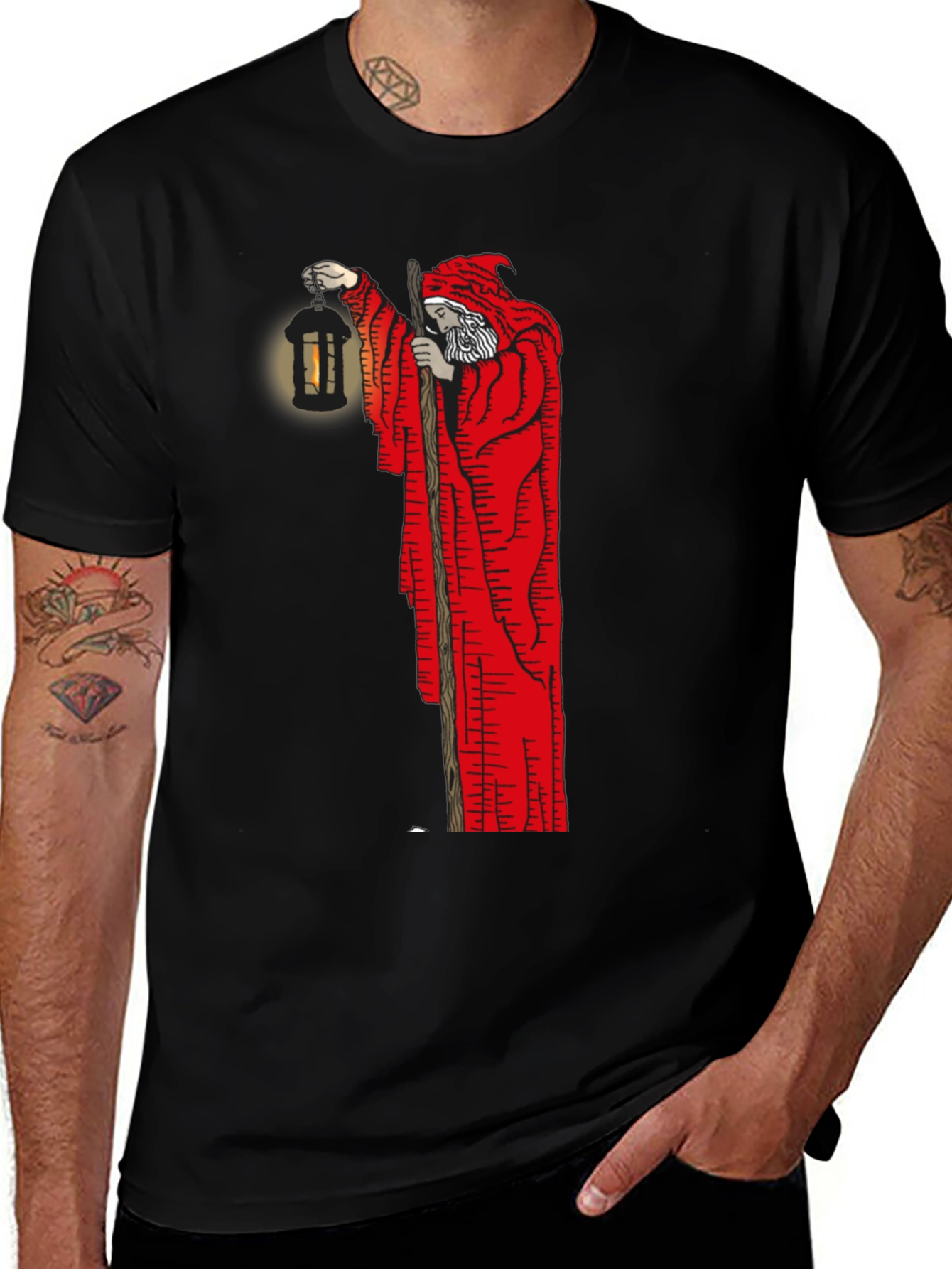 Wizard Lantern Graphic Tee - Black Cotton Blend