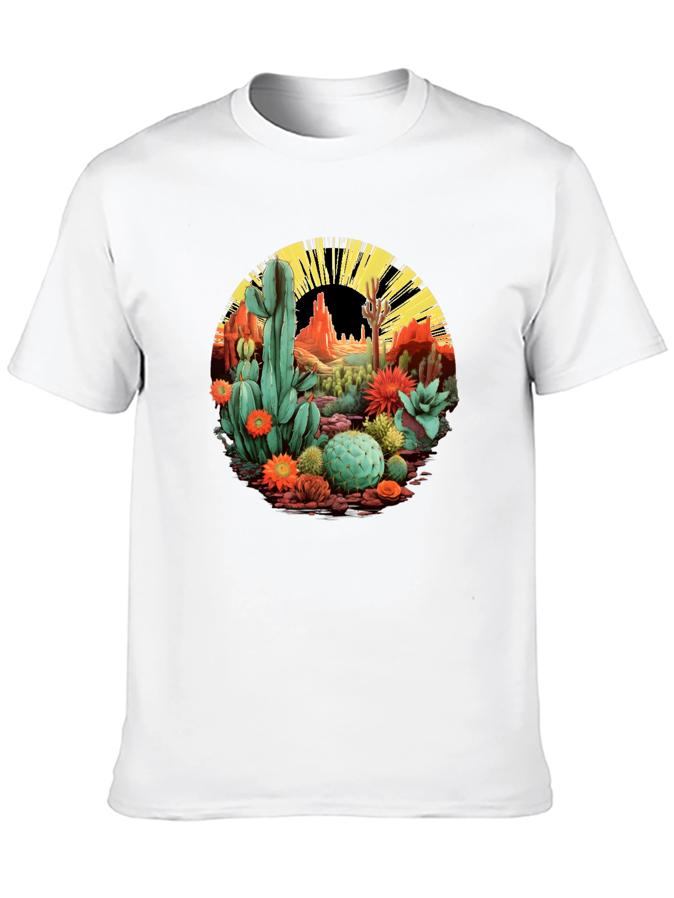 Desert Cactus Graphic T-Shirt - Black Cotton Tee