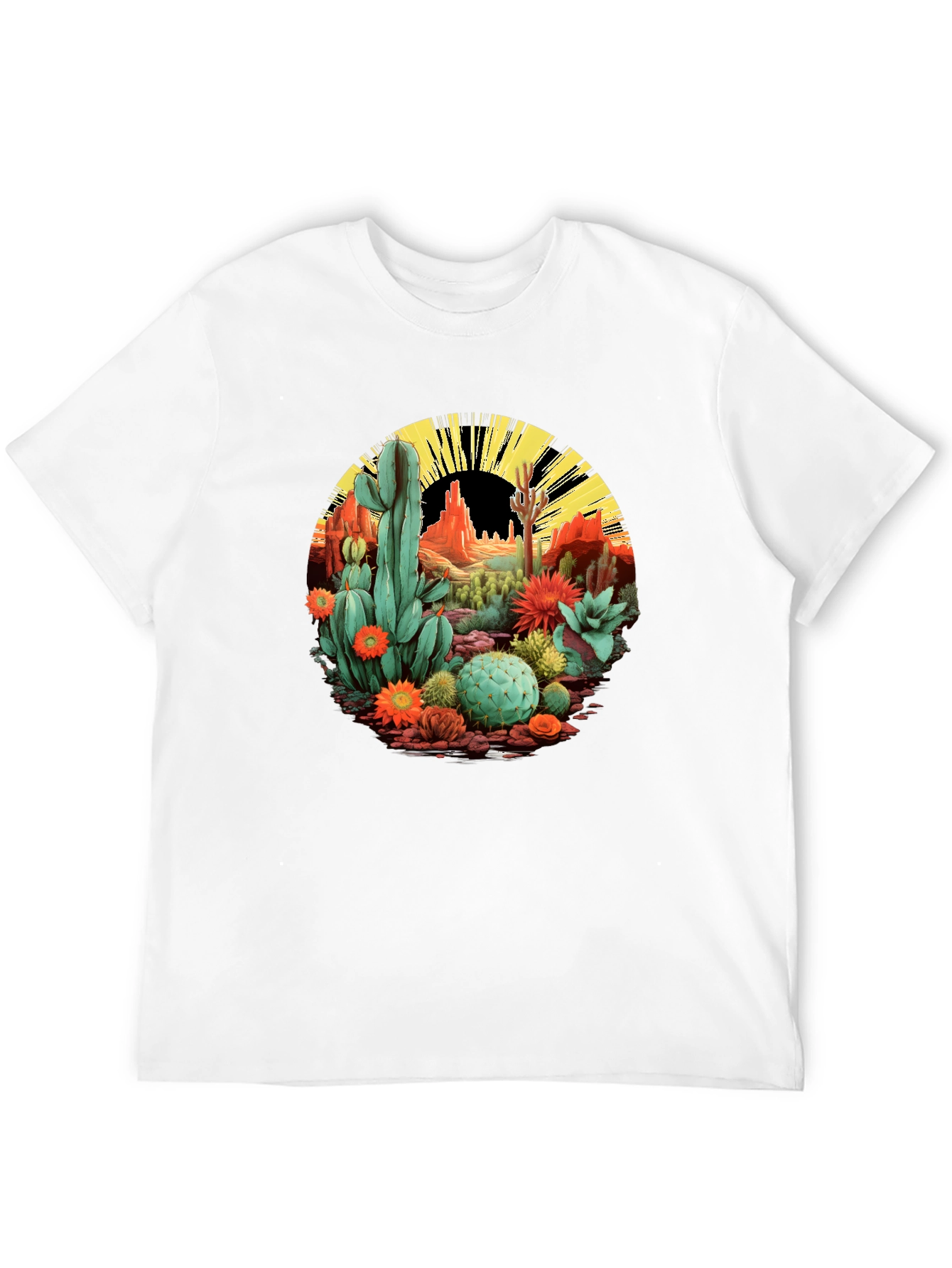 Desert Cactus Graphic T-Shirt - Black Cotton Tee