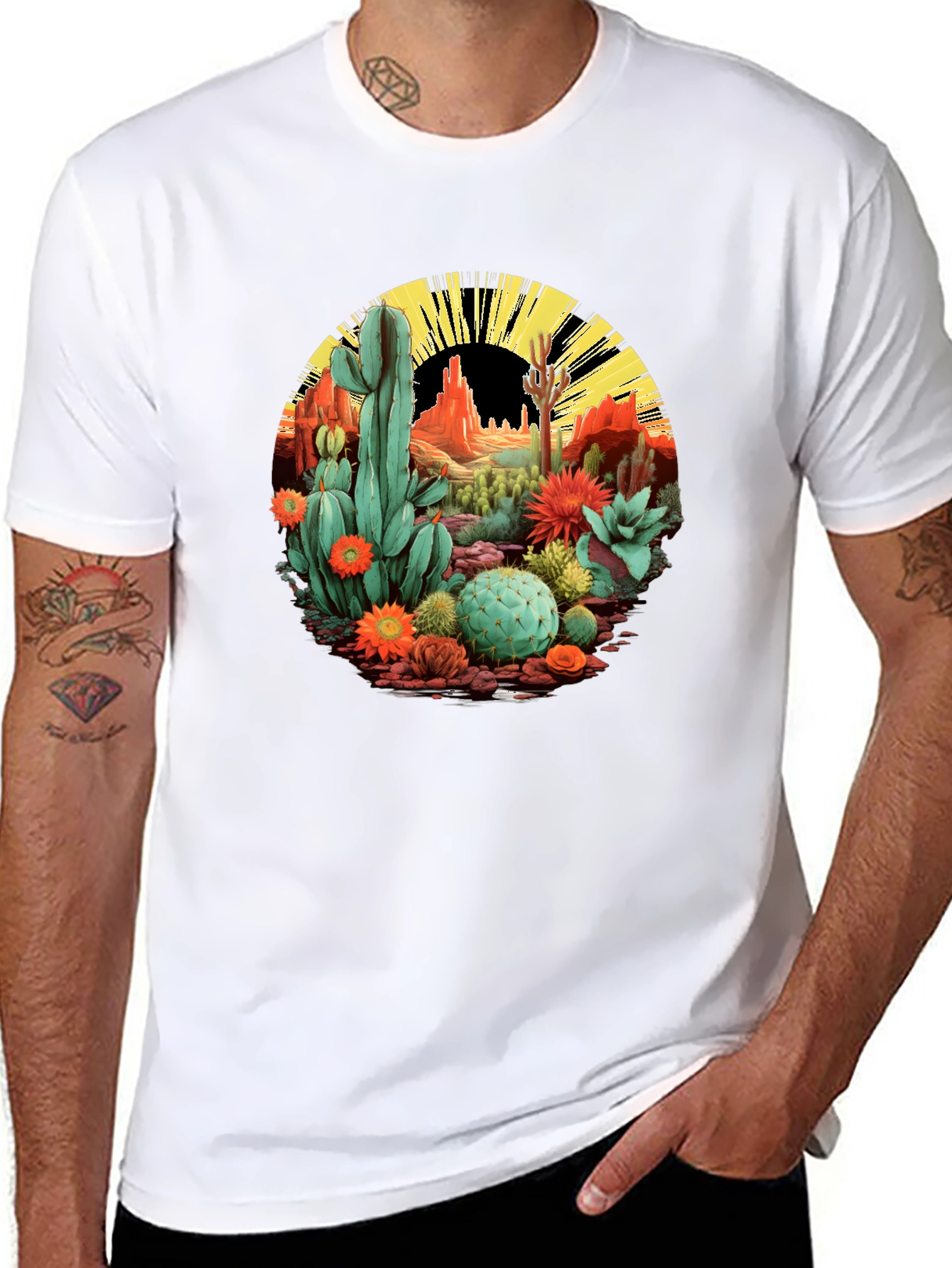 Desert Cactus Graphic T-Shirt - Black Cotton Tee