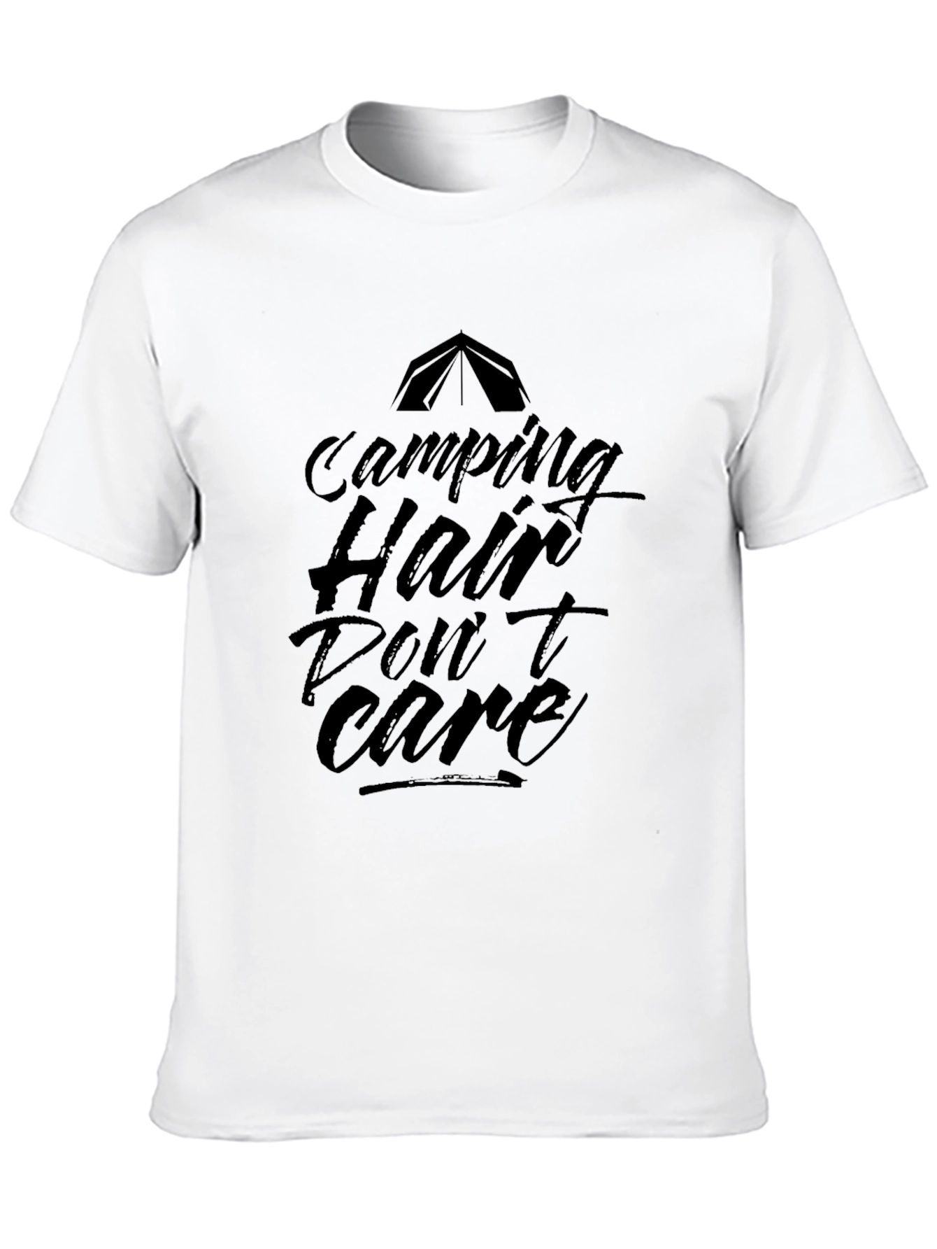 Camping Hair Dont Care Graphic Tee - Black